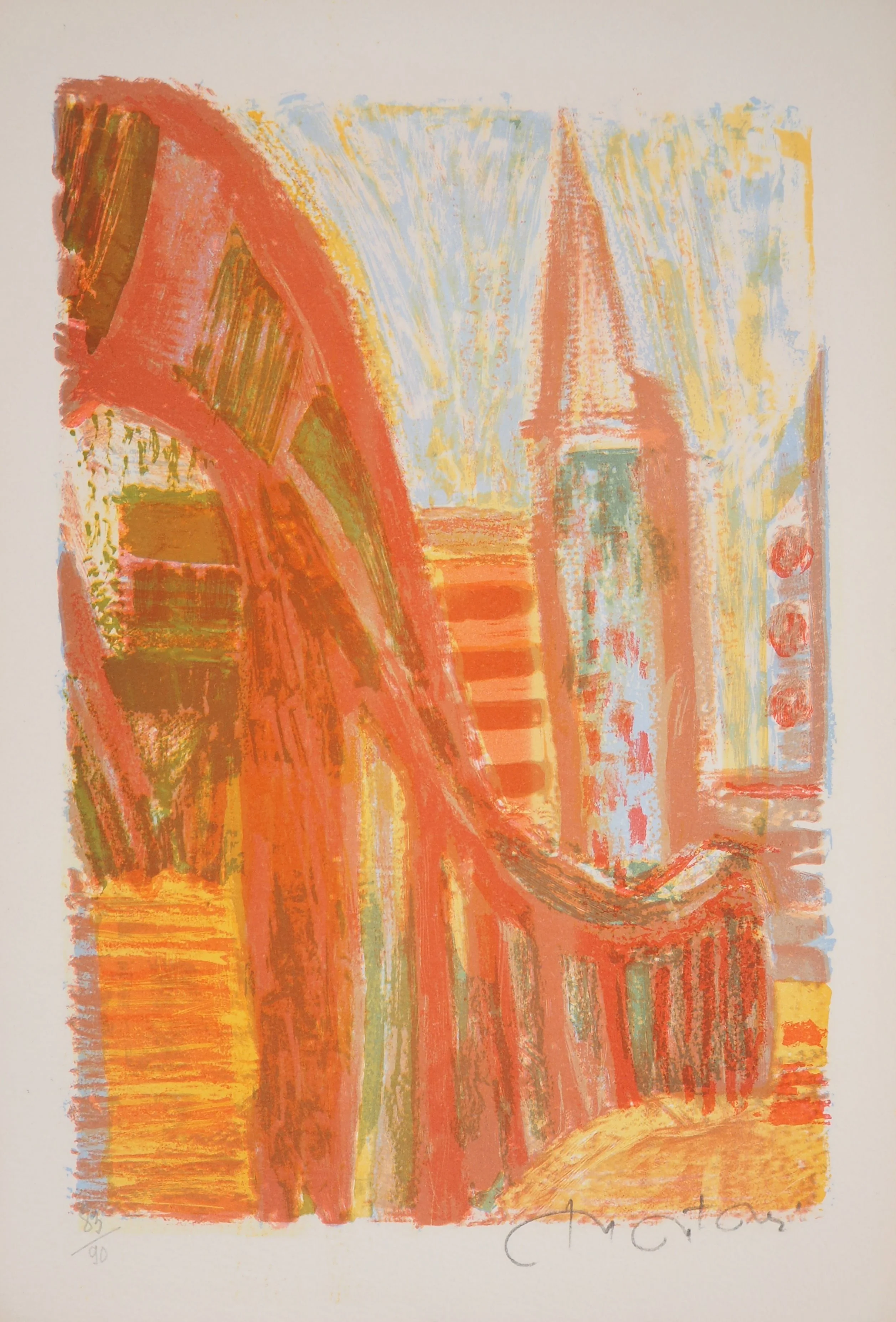 Roger MONTANE : Vue de la ville, Lithographie originale signée - Image 3