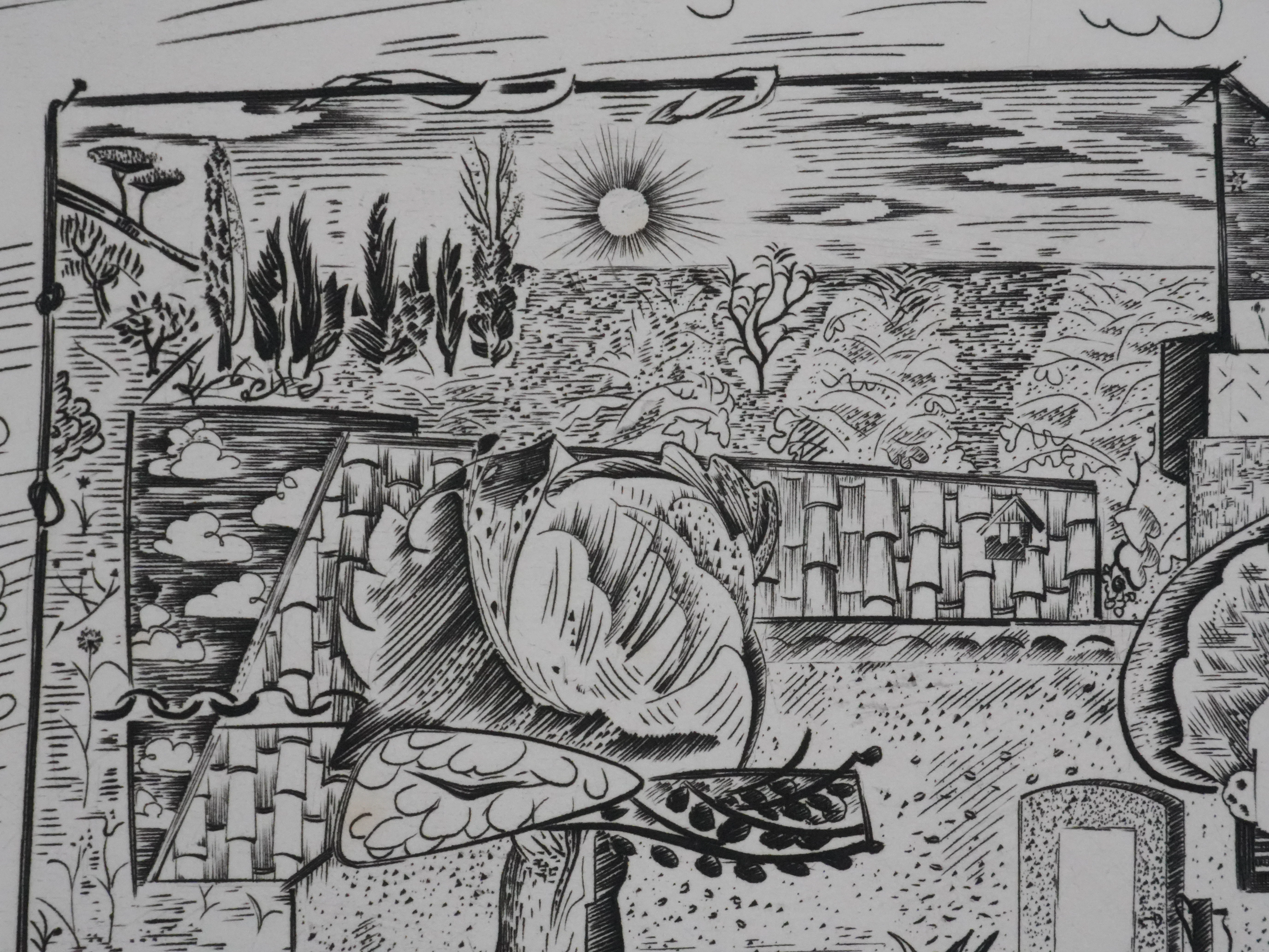 Roger VIEILLARD : La maison des vacances, Gravure originale - Image 3