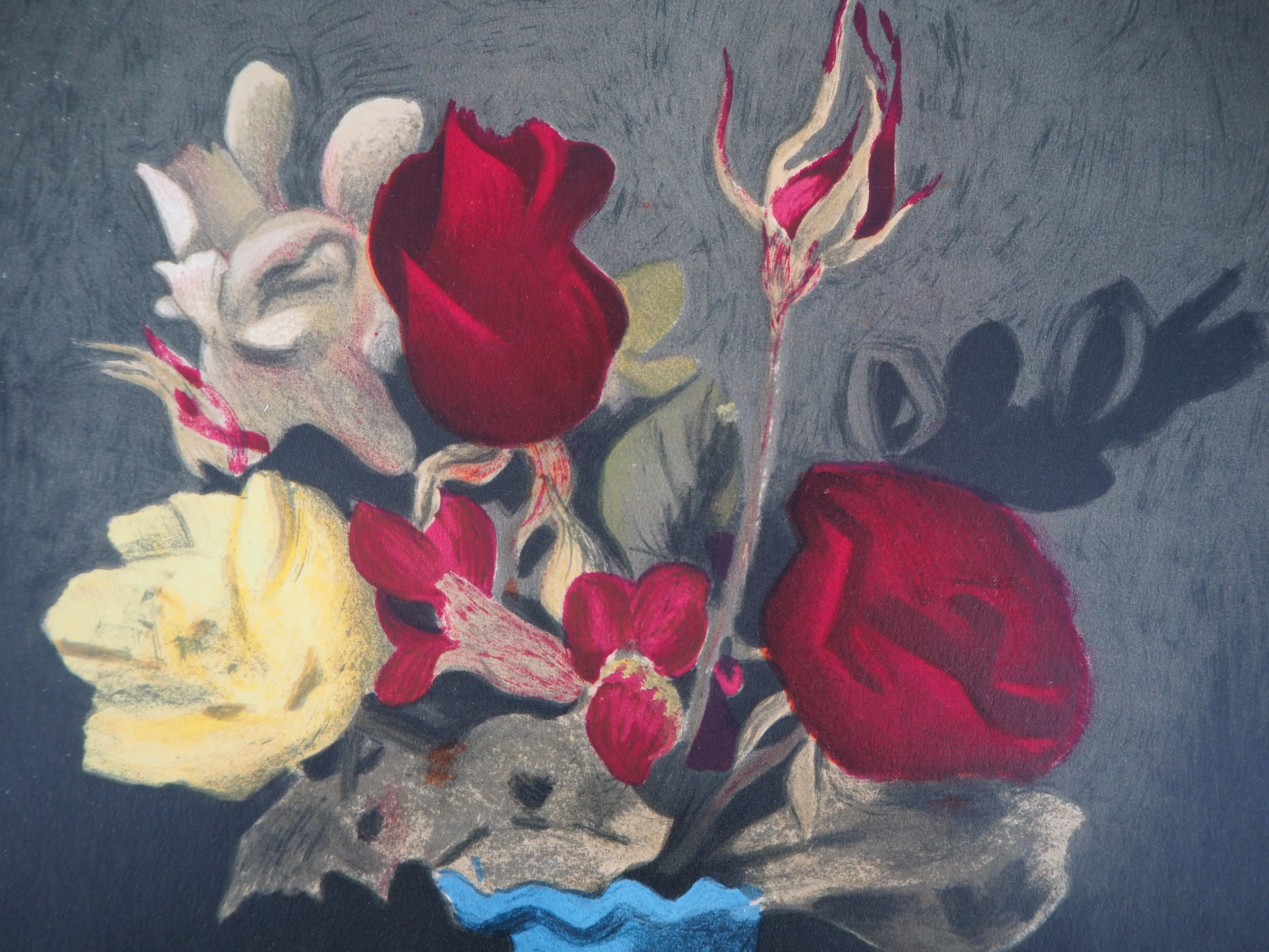 Roland OUDOT : Les dernières roses des Mesnils, Lithographie originale signée - Image 4
