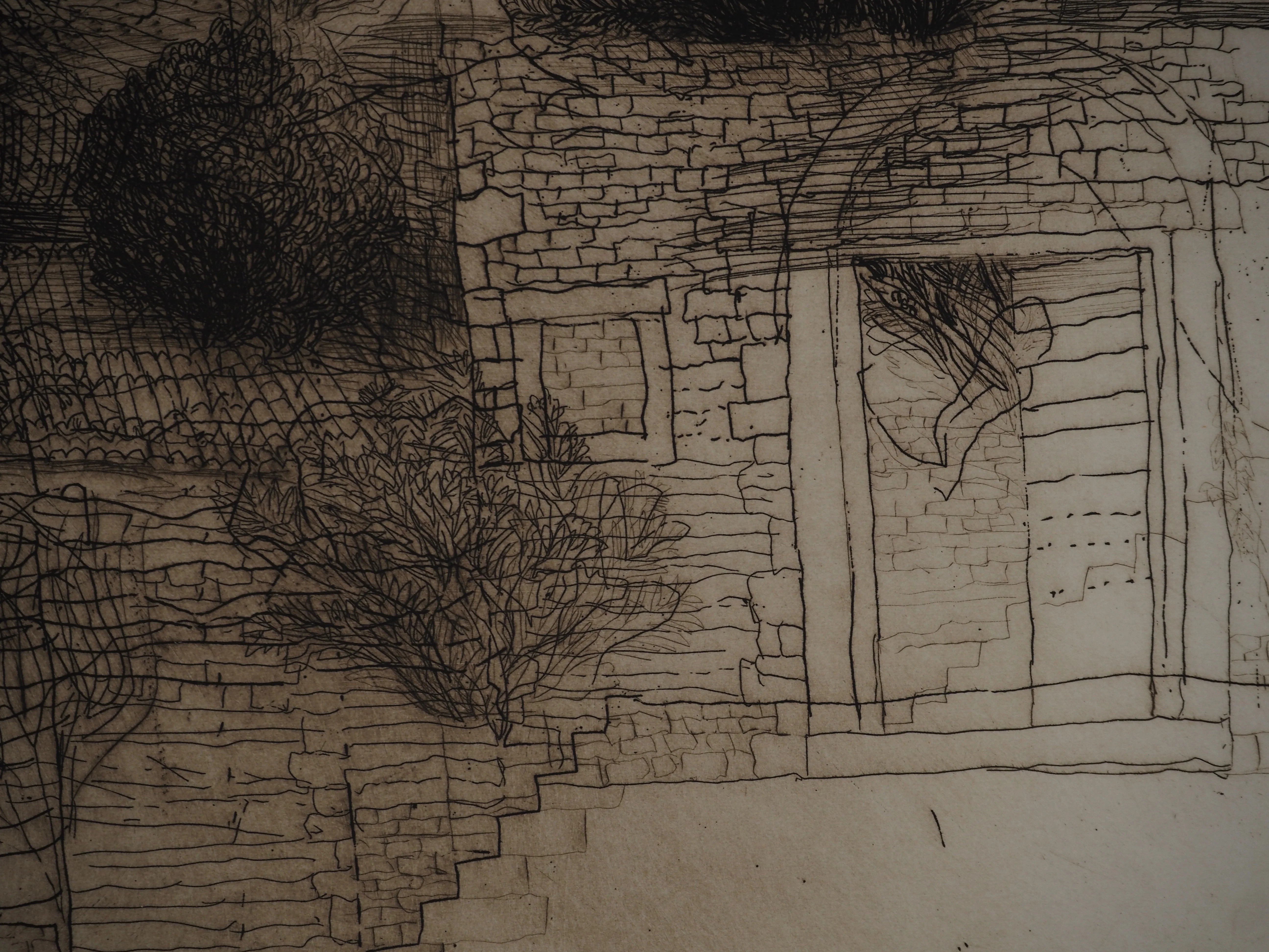 Safet ZEC : La maison en pierre, Gravure originale signée - Image 7