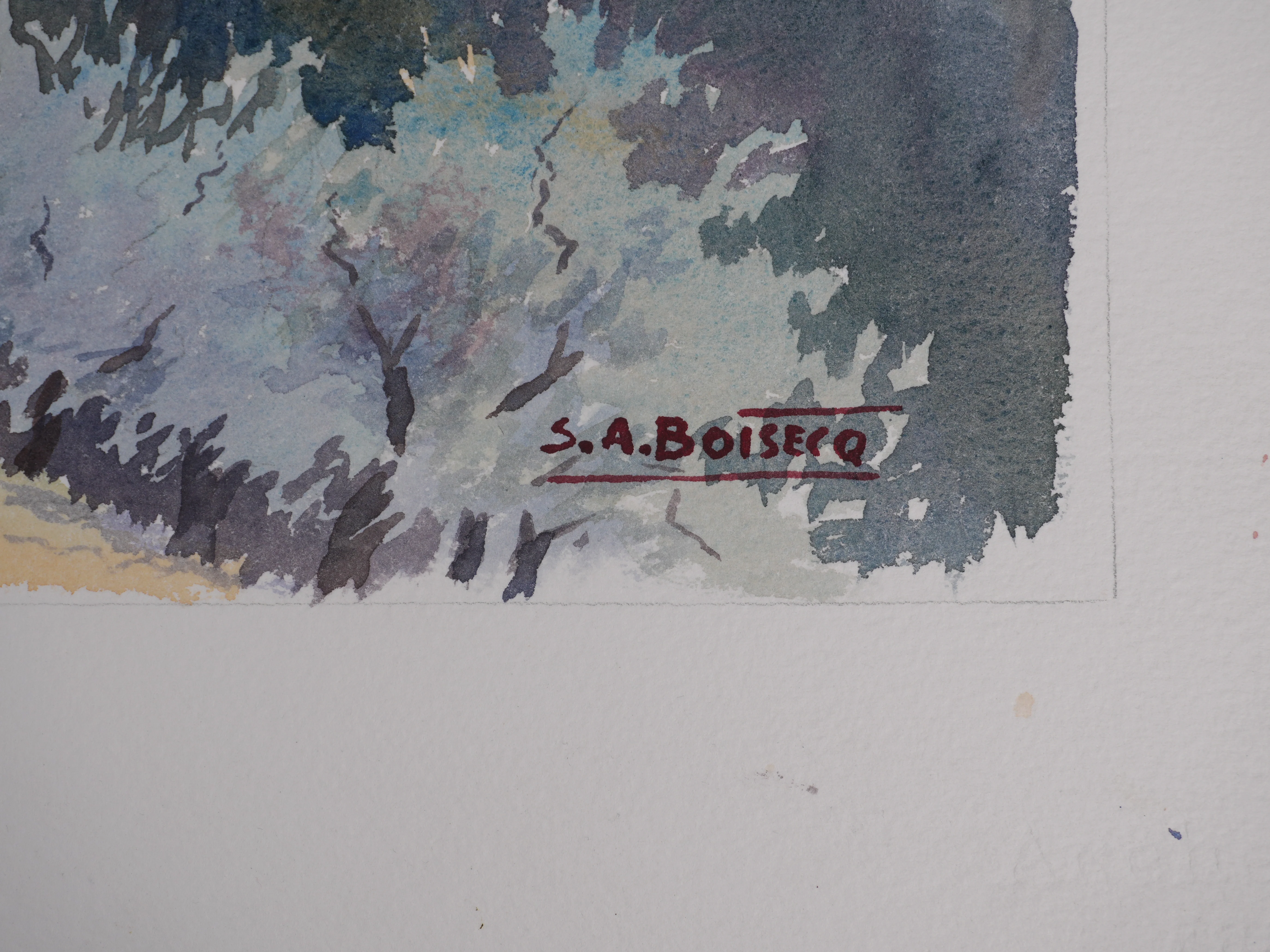Salomon Alfred BOISECQ : Village provençal, Aquarelle originale signée - Image 3
