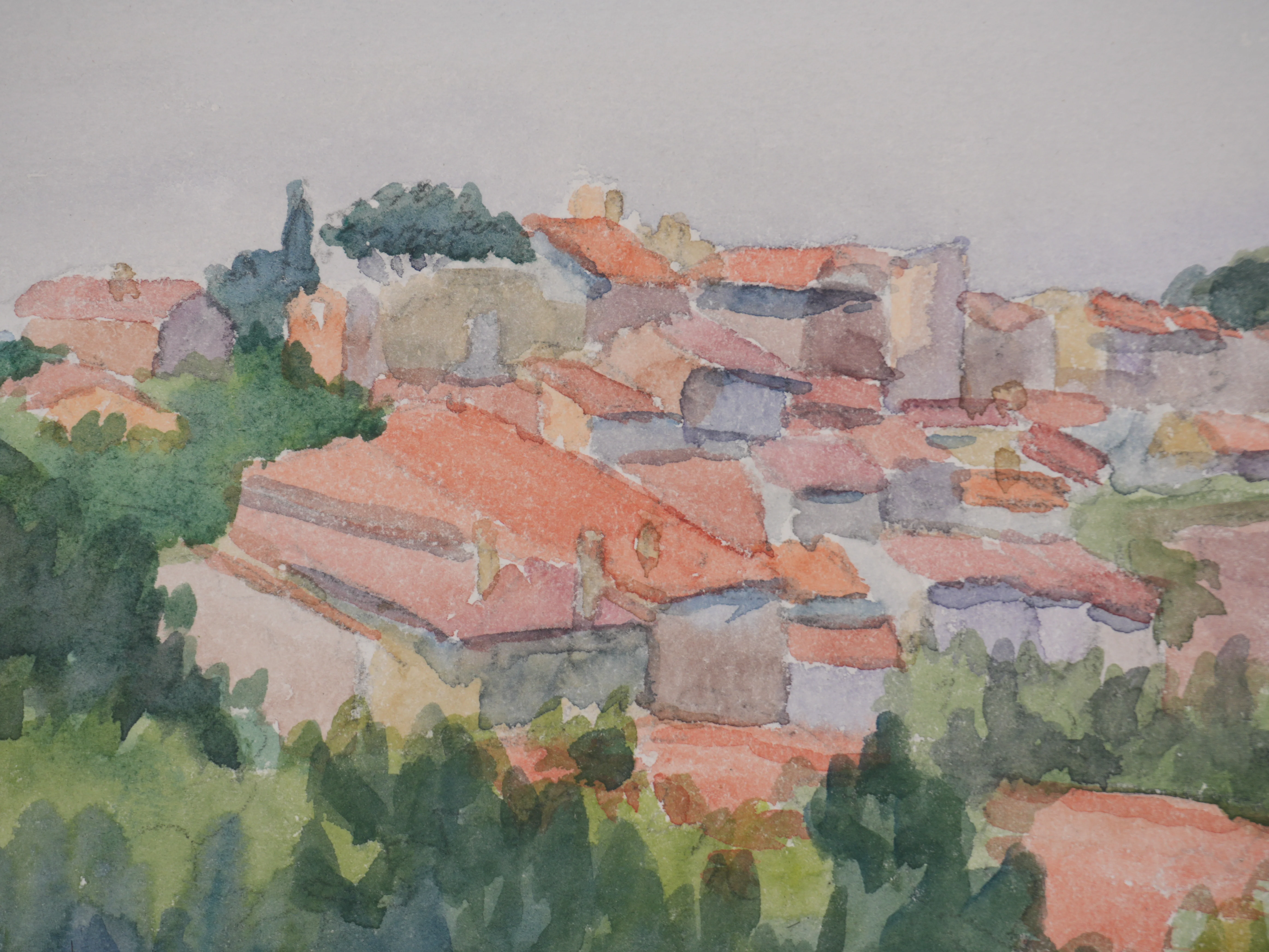 Salomon Alfred BOISECQ : Vue sur les toits provençaux, Aquarelle originale signée - Image 5