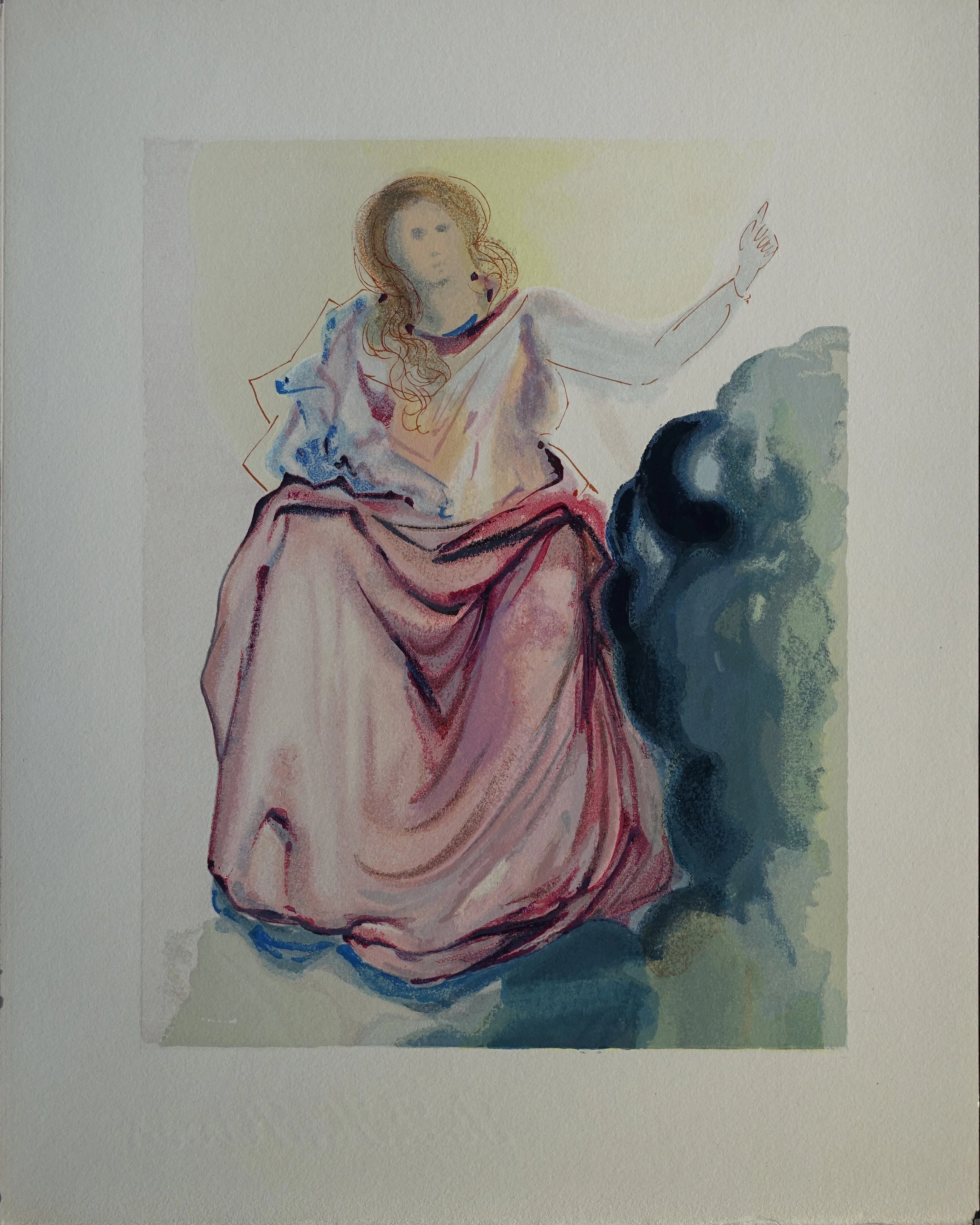 Salvador DALI : Béatrice, Bois gravé original
