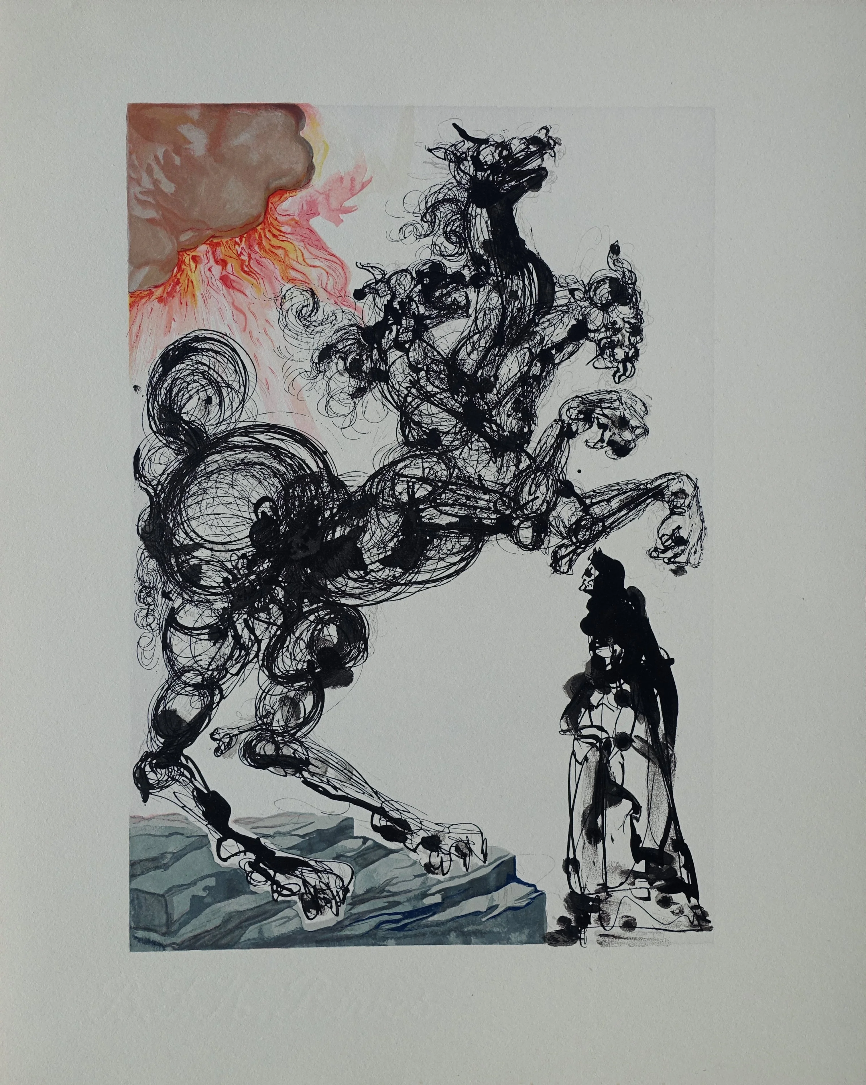 Salvador DALI : Cerbère, Bois gravé original