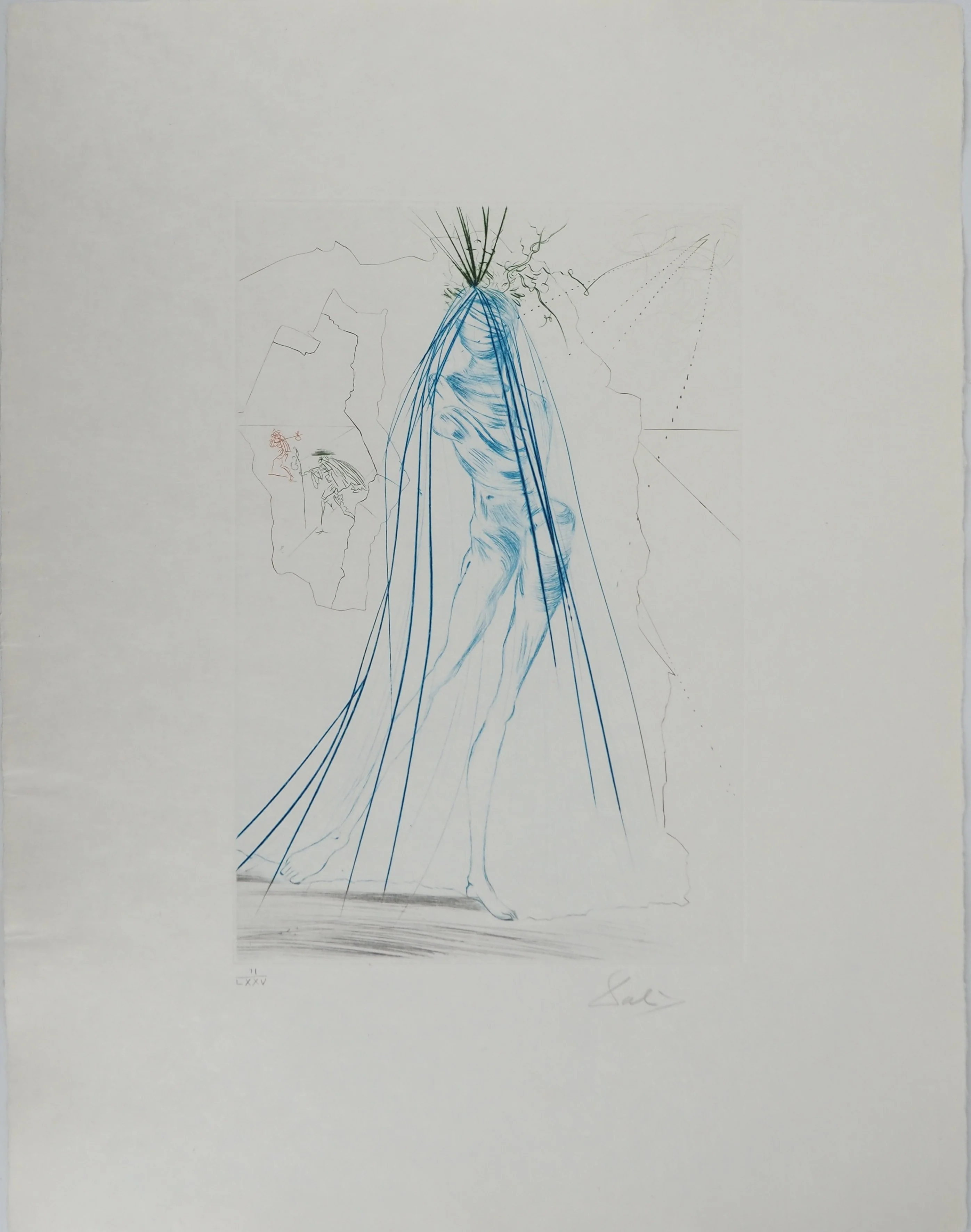 Salvador DALI : Iseult aux blanches mains, Gravure originale signée