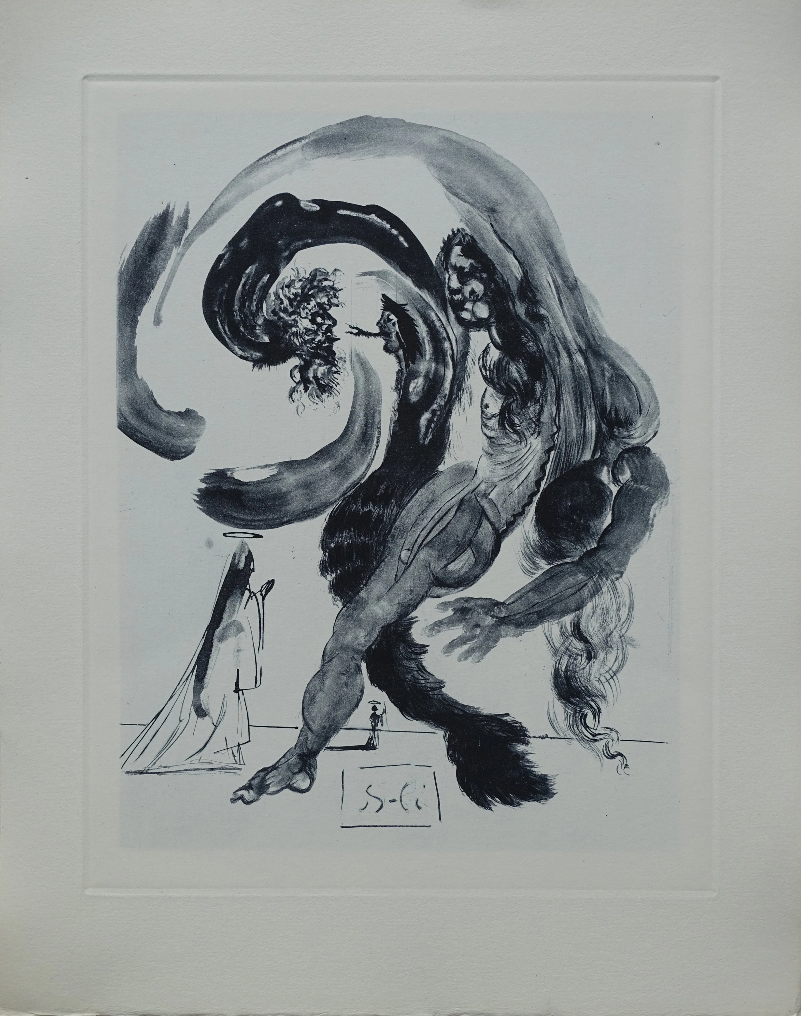 Salvador DALI : La quatrième corniche, Bois gravé original signé (Copie)