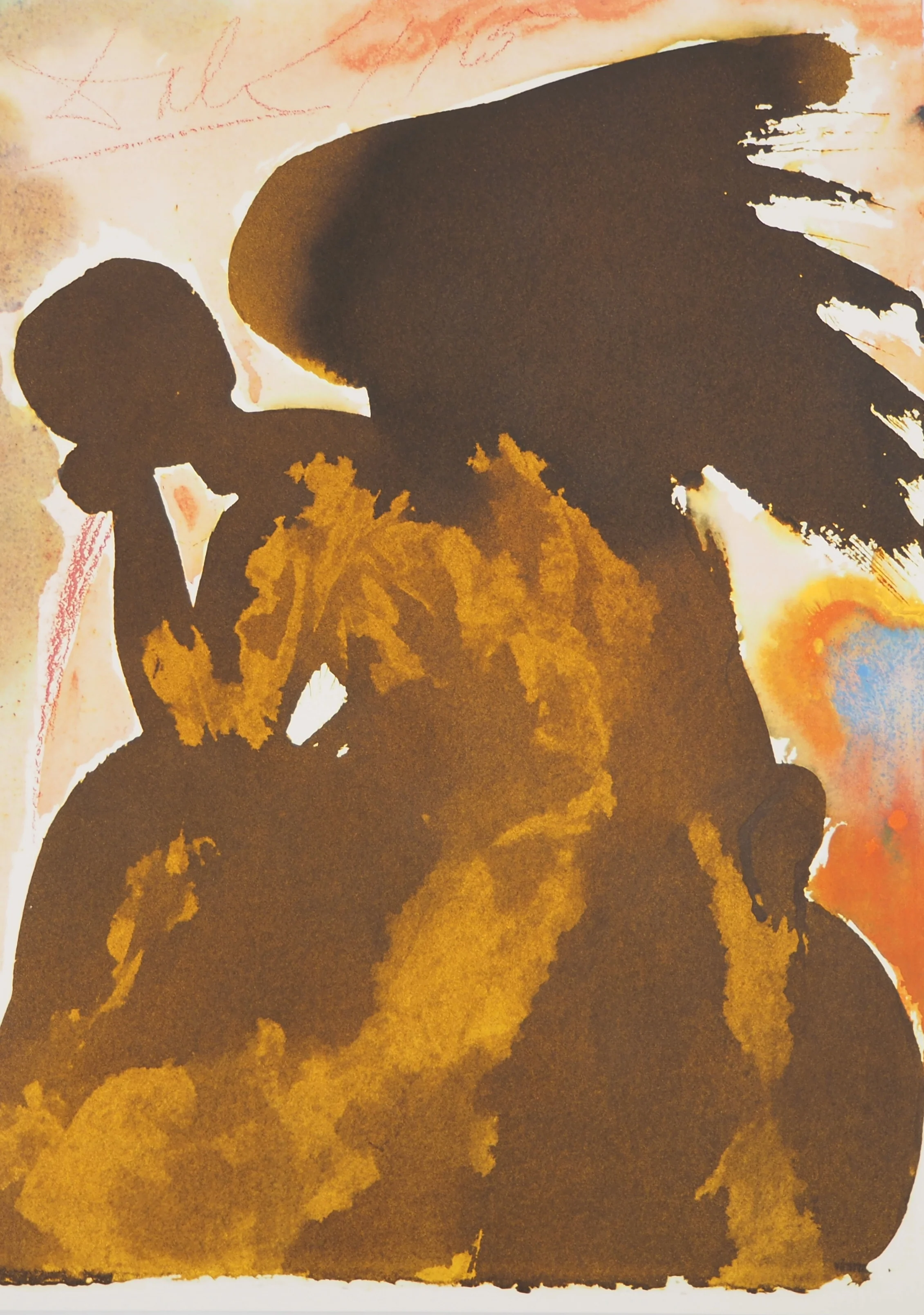 Salvador DALI : L’Ange Noir, Lithographie signée