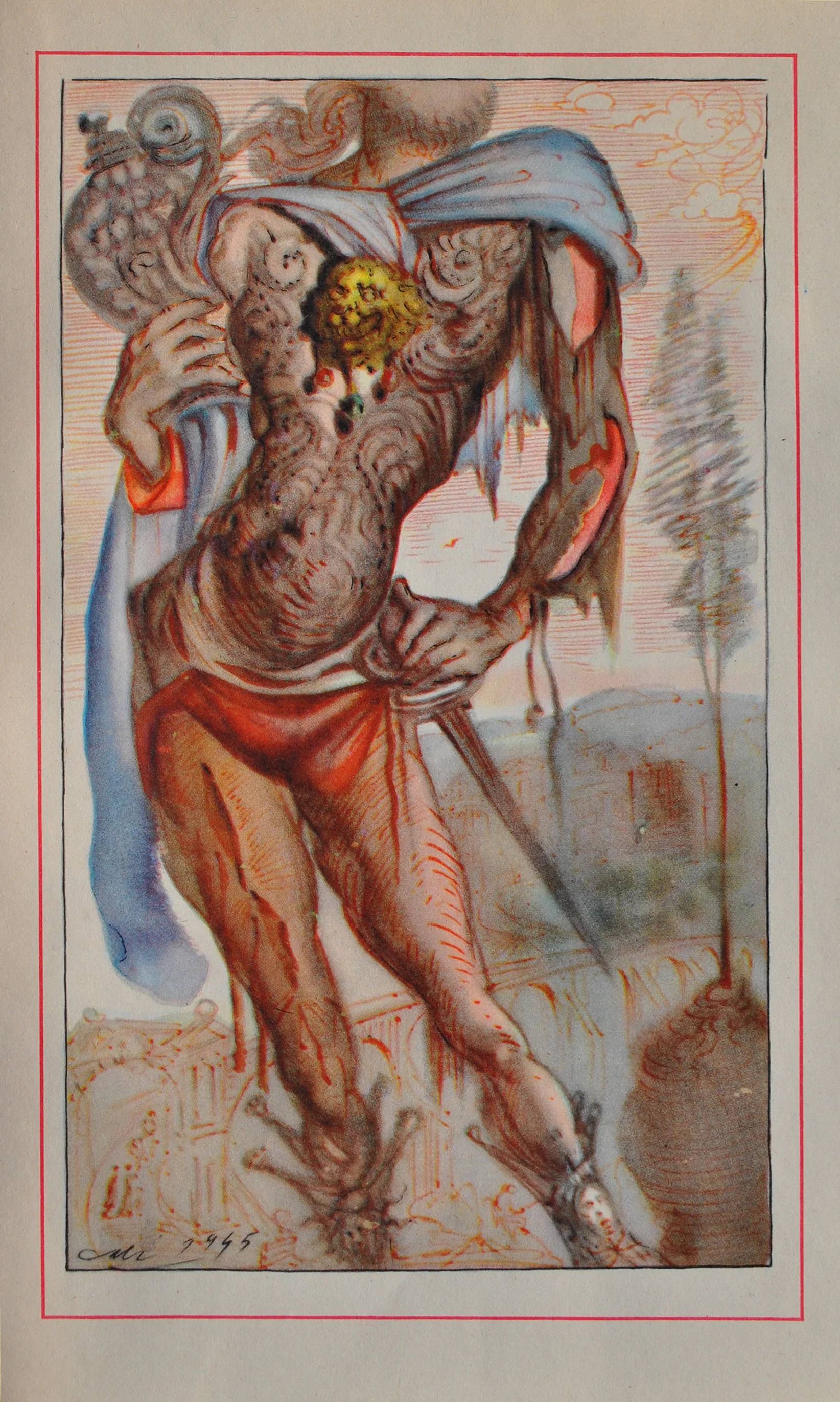 Salvador DALI : Le conquistador, Estampe signée, 1948