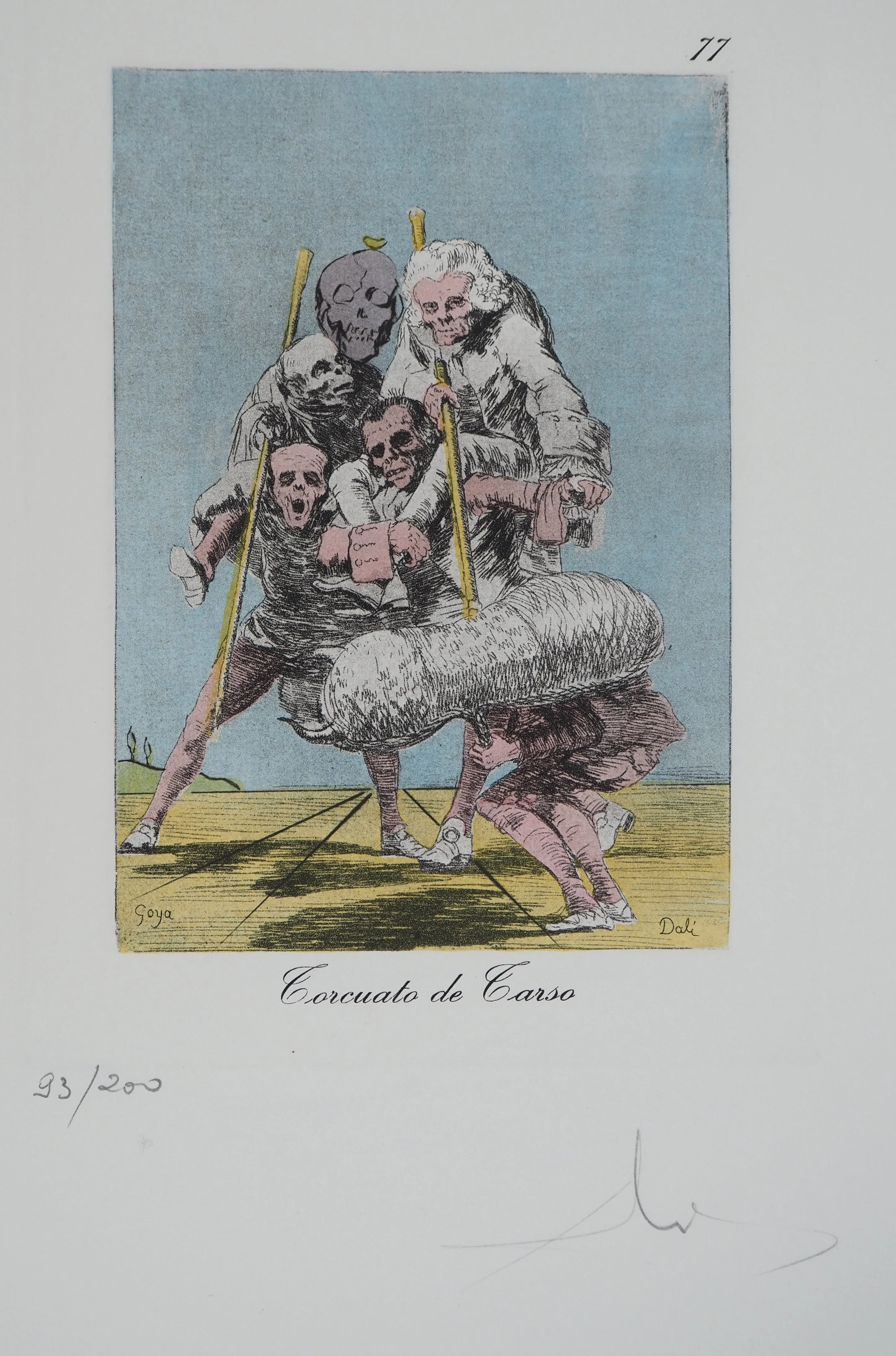 Salvador DALI : Les squelettes, Gravure originale signée