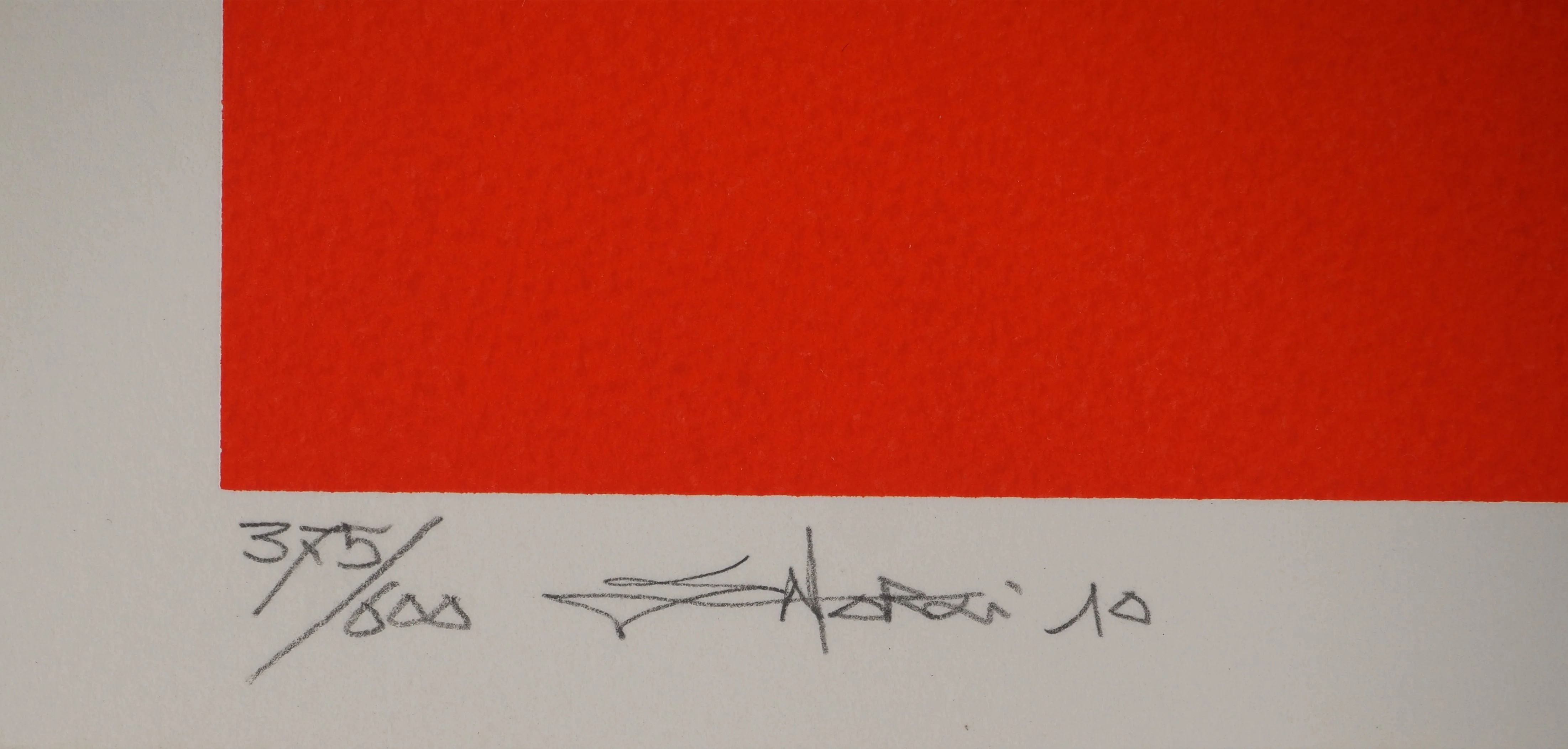 Satoru SATO : Abstraction rouge et bleu, Sérigraphie originale signée - Image 2