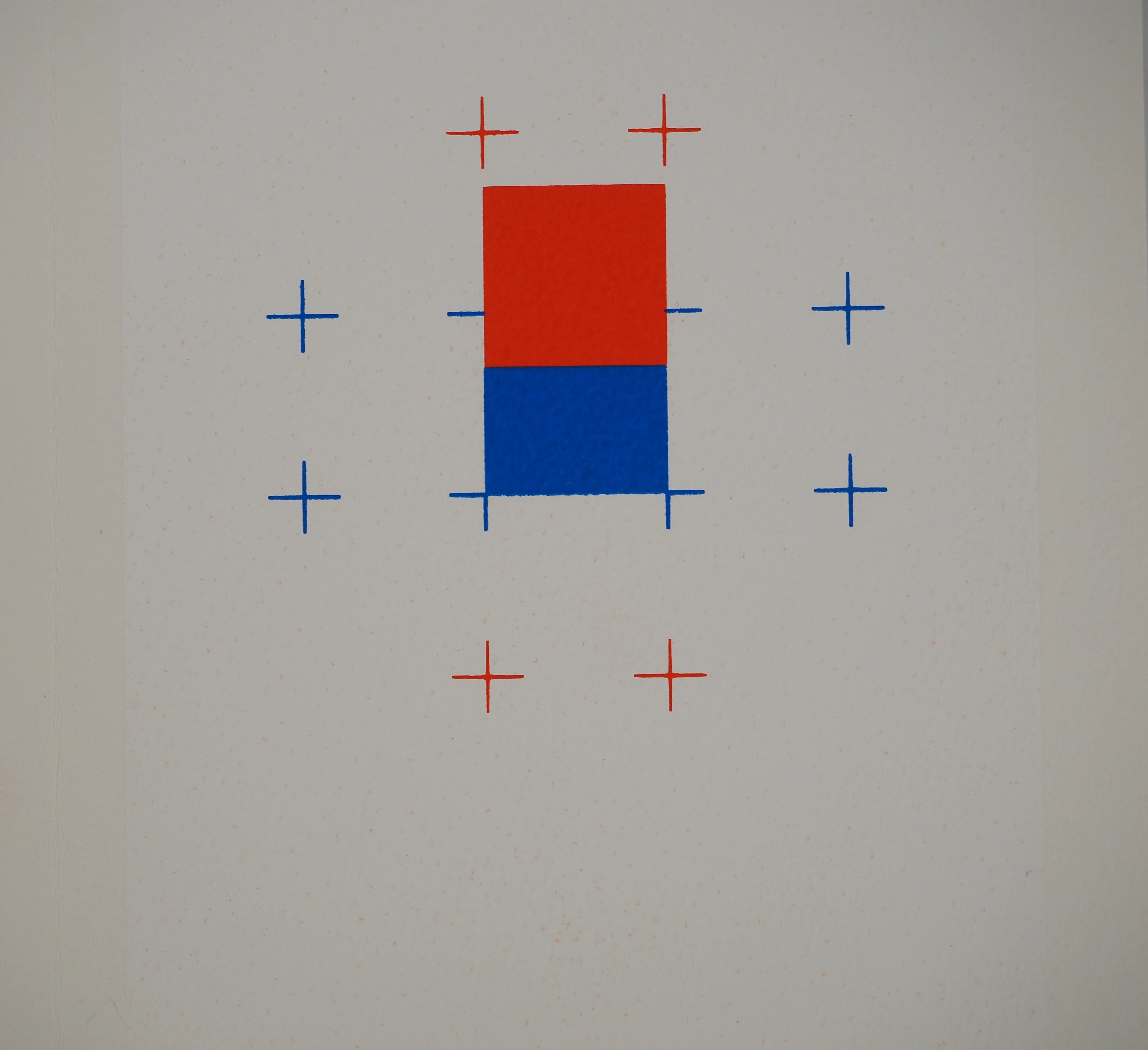 Satoru SATO : Abstraction rouge et bleu, Sérigraphie originale signée - Image 3