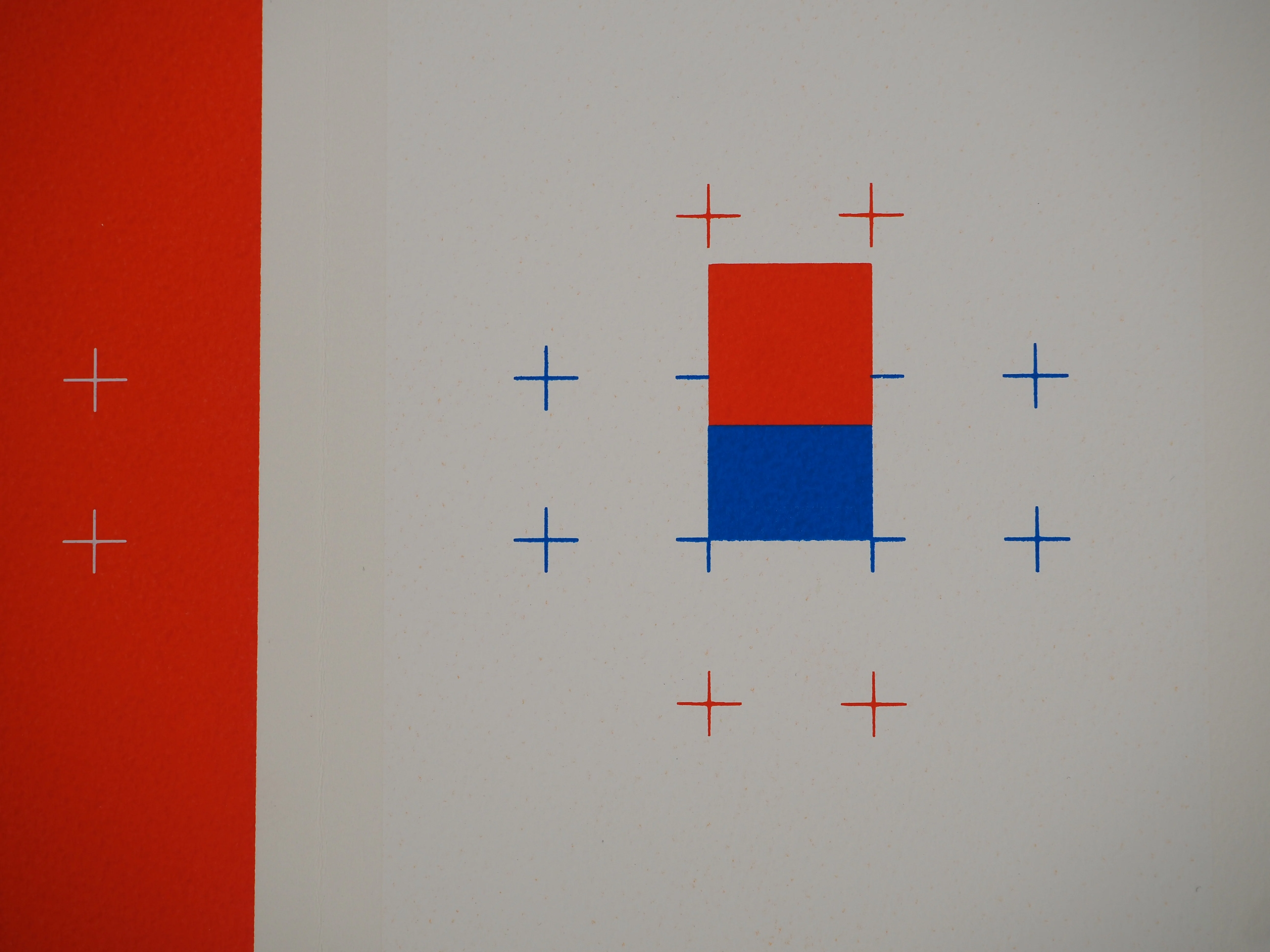 Satoru SATO : Abstraction rouge et bleu, Sérigraphie originale signée - Image 5