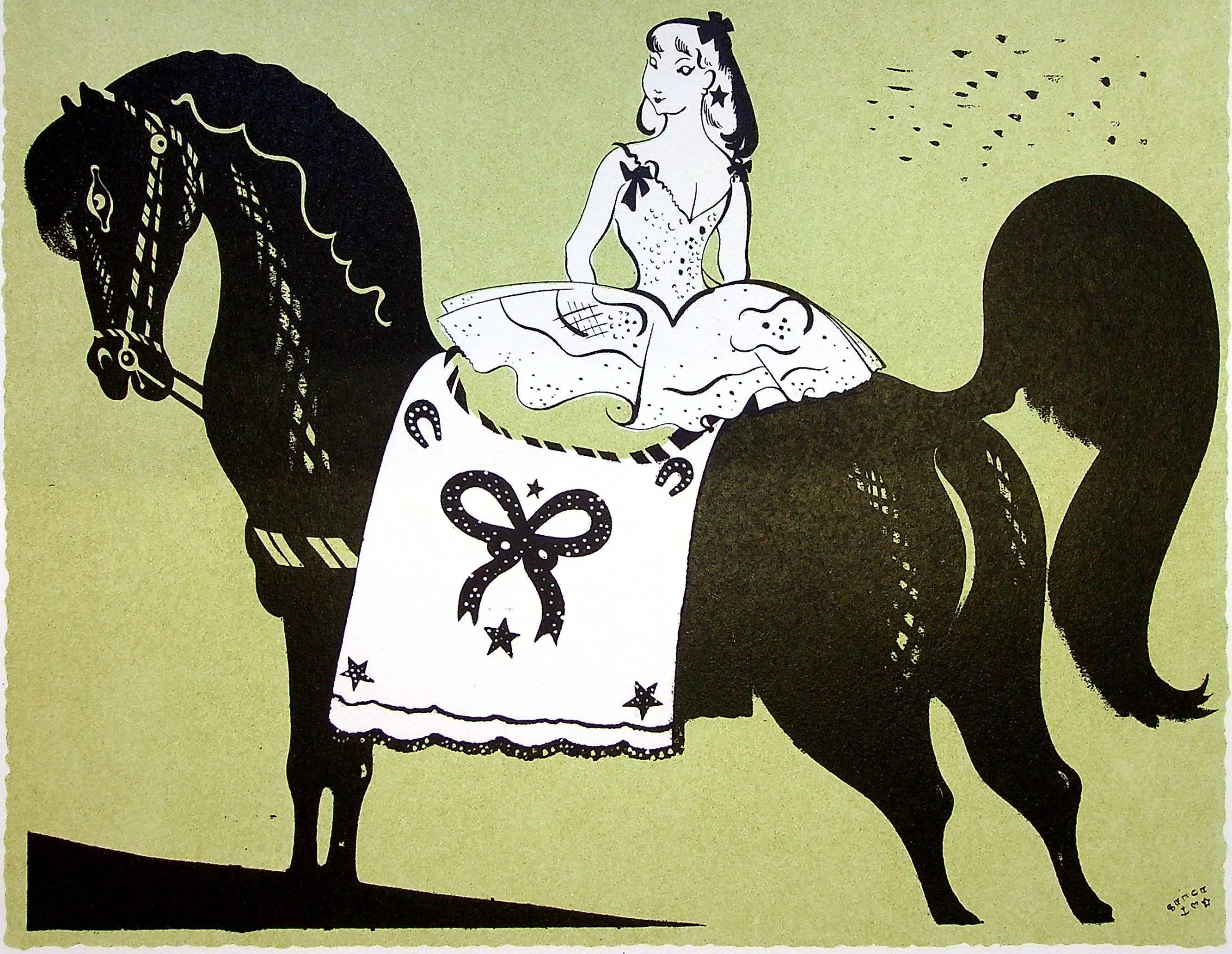 SERGE (Maurice Féaudierre, dit) : Le cheval noir, Lithographie originale signée - Image 2