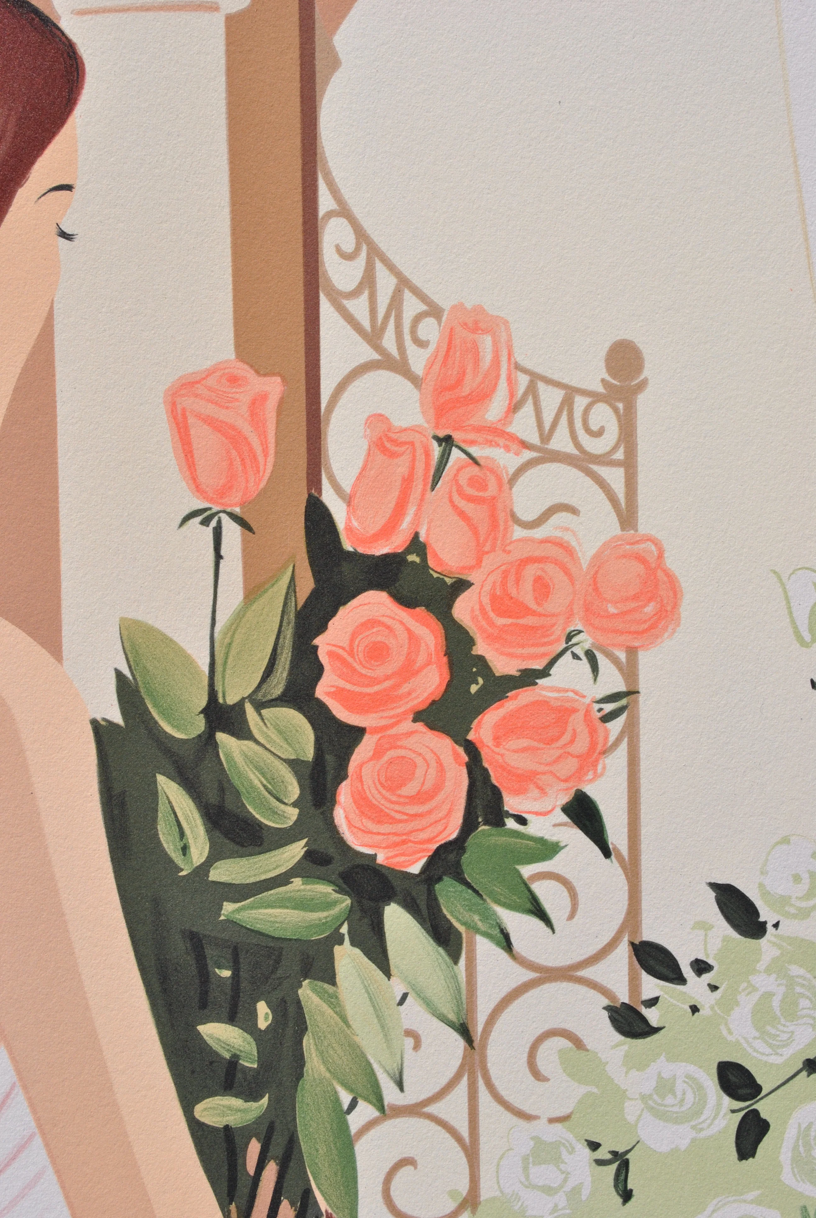 Serge VERGEZ : La mariée au bouquet, Lithographie originale signée - Image 5