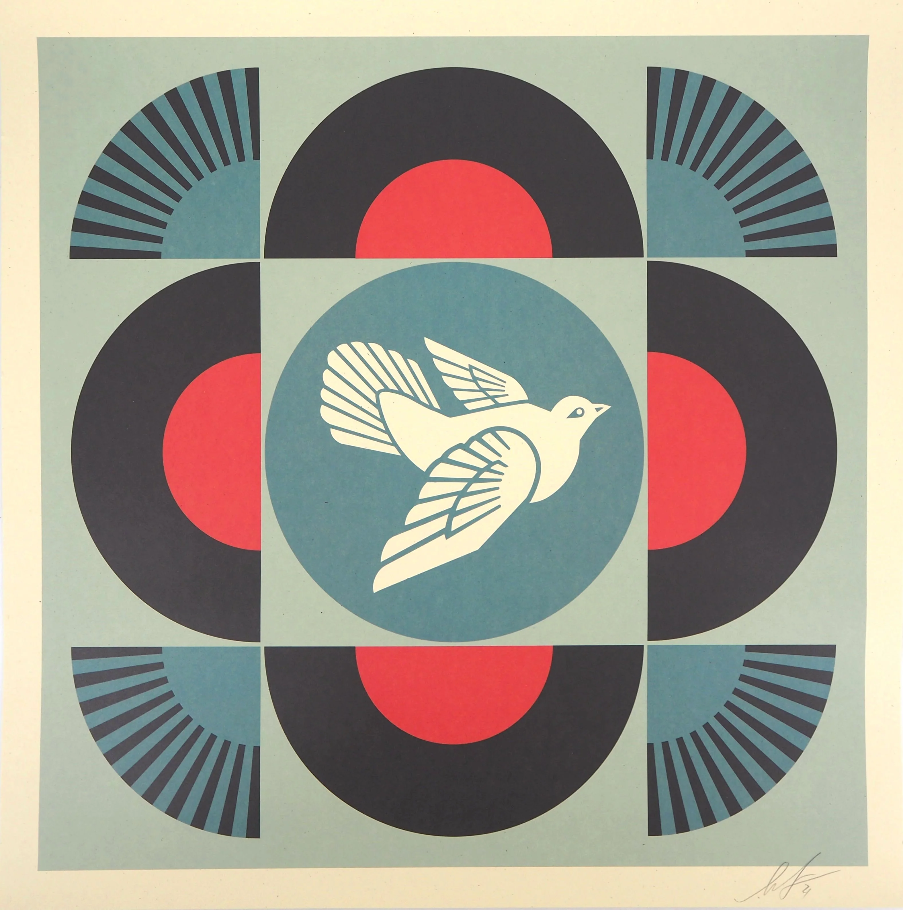Shepard FAIREY (Obey) : Geometric Dove Black, Lithographie originale signée