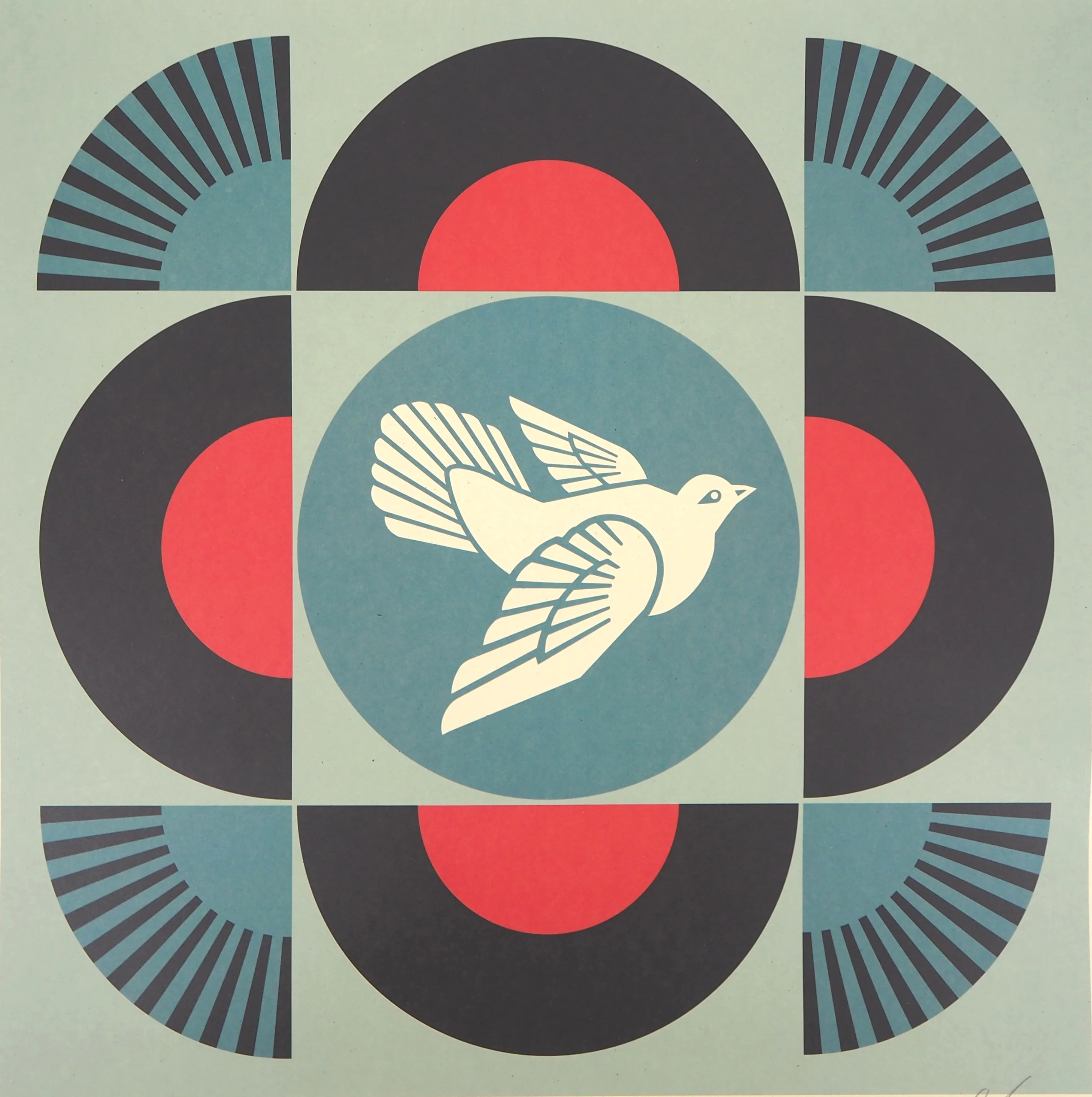 Shepard FAIREY (Obey) : Geometric Dove Black, Lithographie originale signée - Image 3