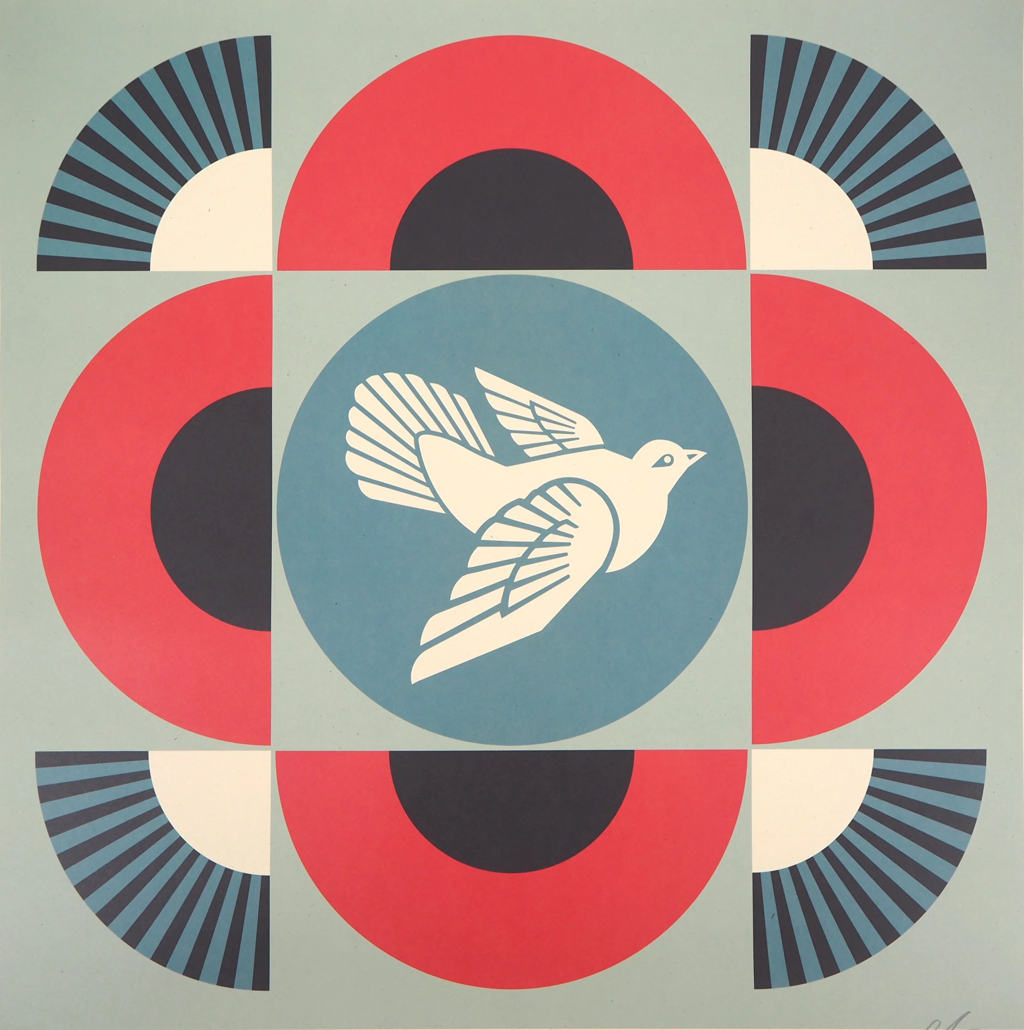 Shepard FAIREY (Obey) : Geometric Dove Red, Lithographie originale signée - Image 3
