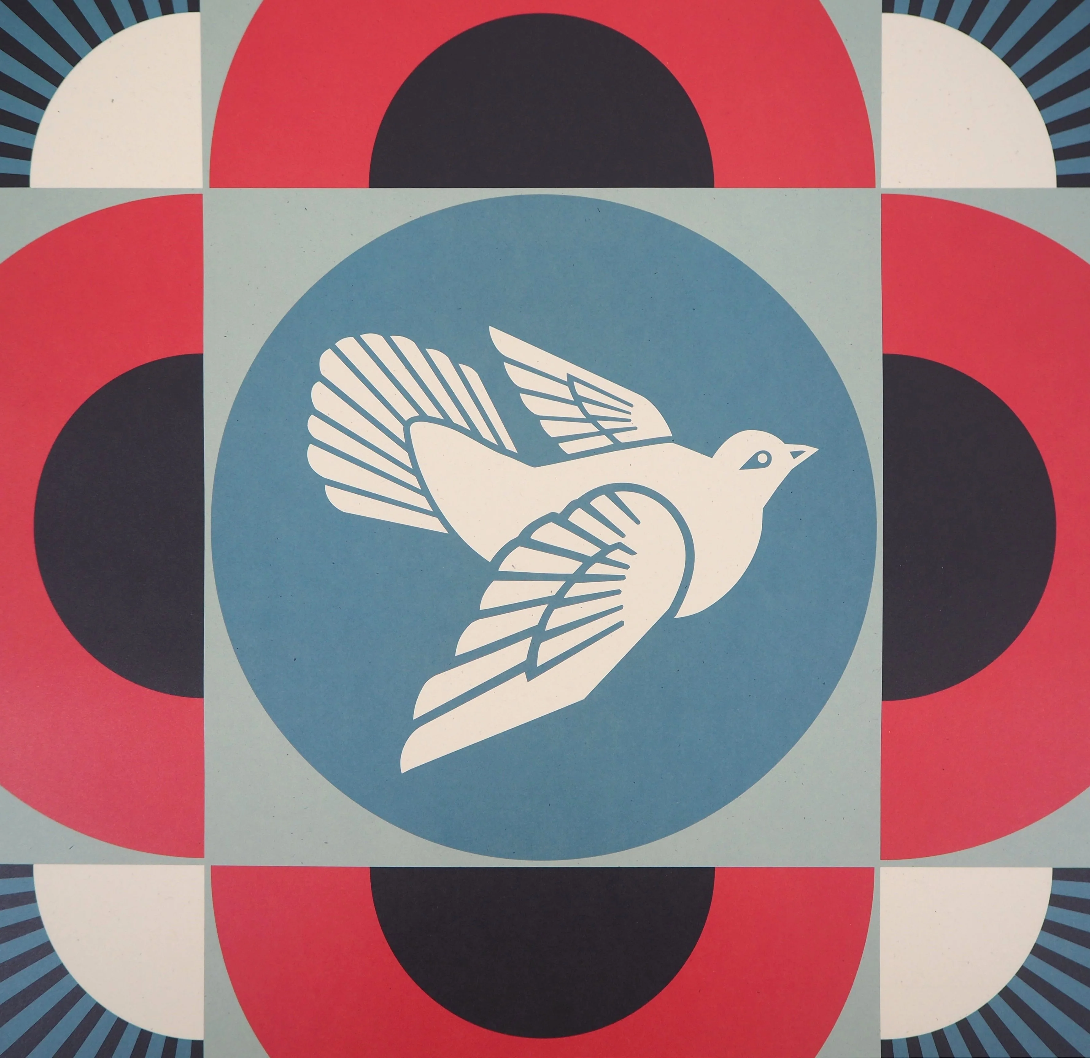 Shepard FAIREY (Obey) : Geometric Dove Red, Lithographie originale signée - Image 5