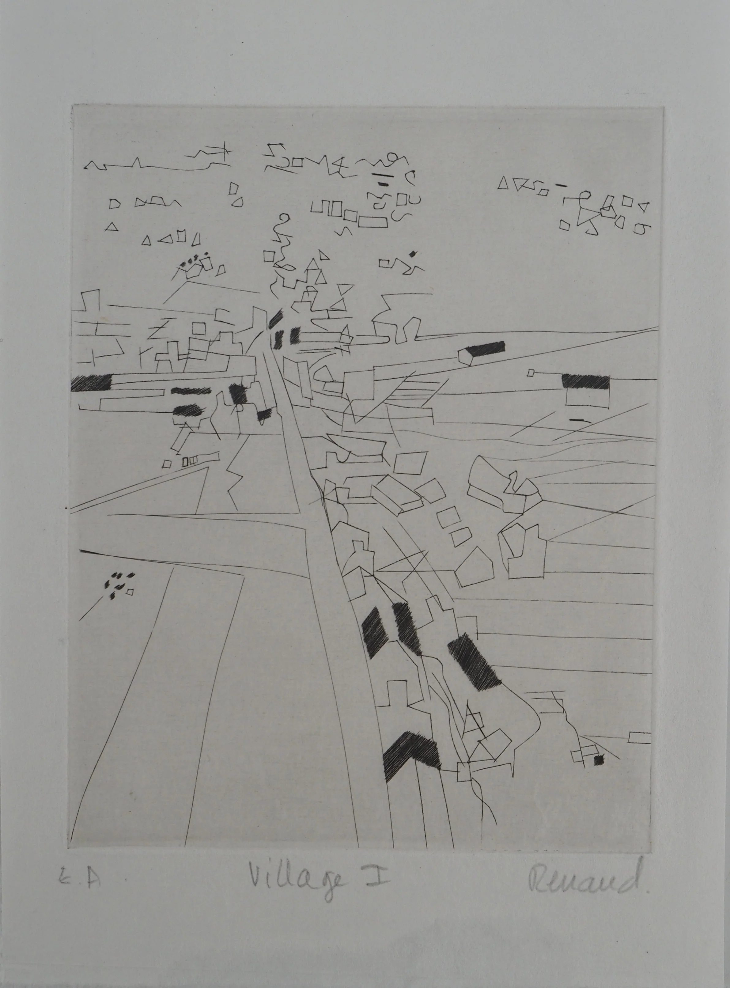 Sophie RENAUD : Village I, Gravure originale signée