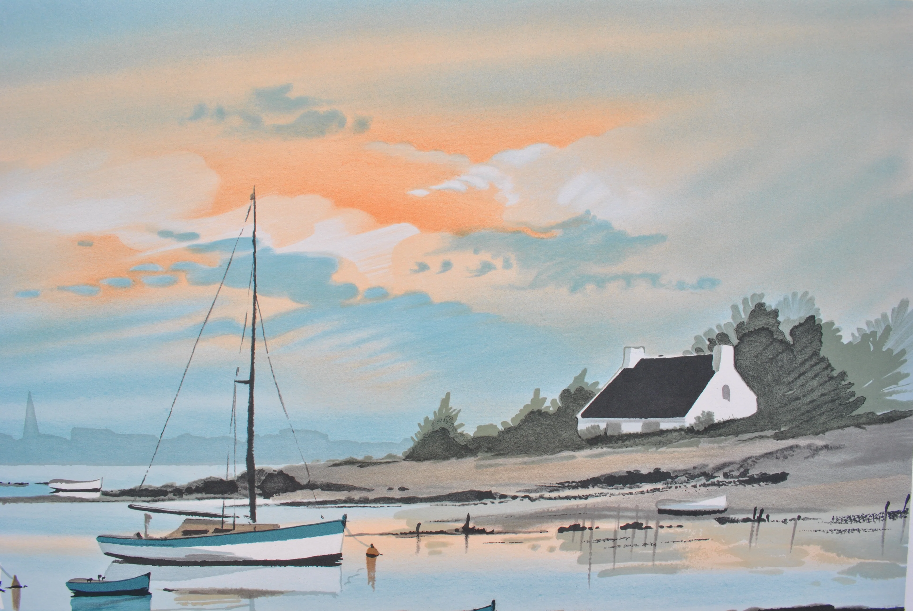 Stéphane LAURO : Petit port à Noirmoutier, Lithographie originale signée - Image 10