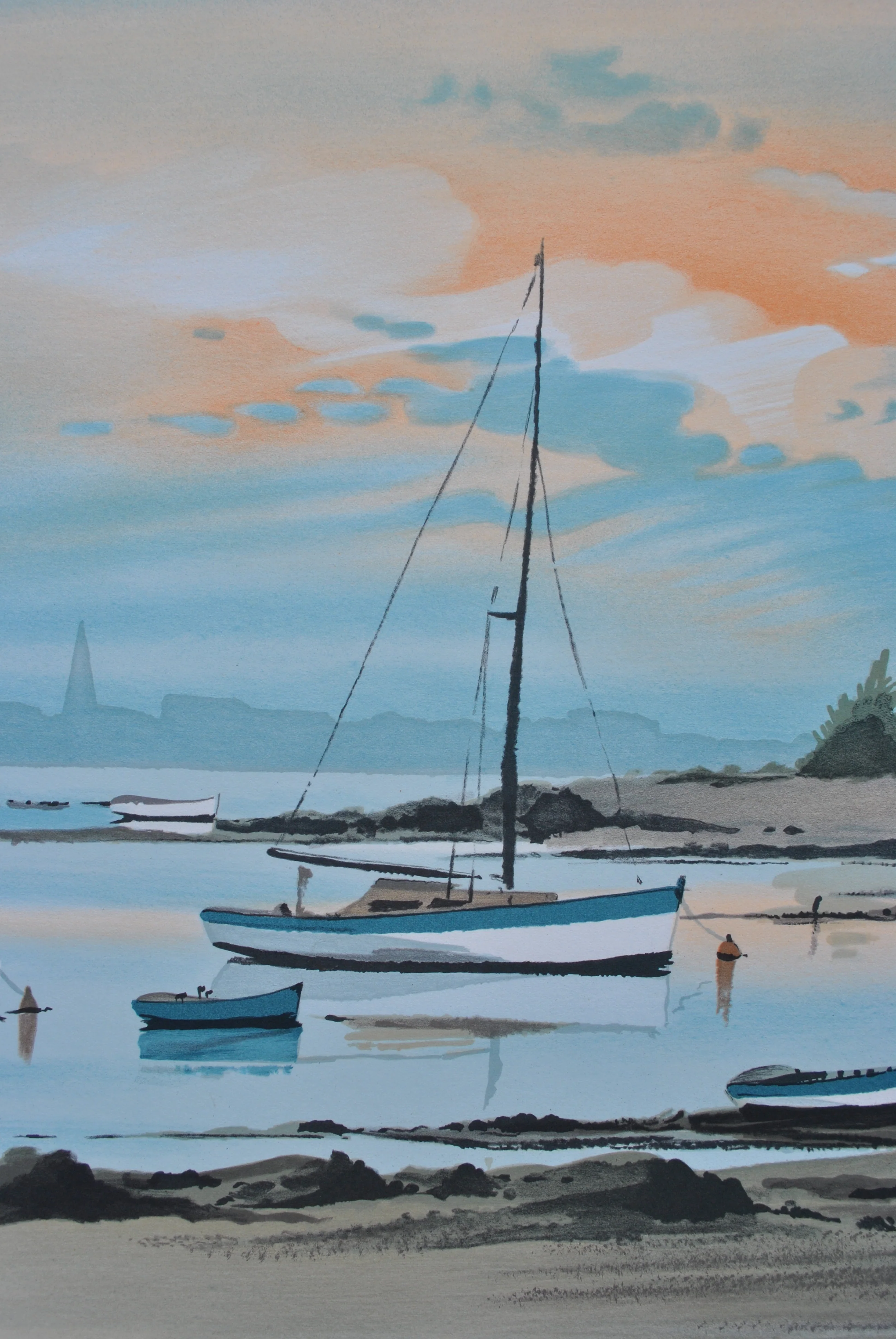 Stéphane LAURO : Petit port à Noirmoutier, Lithographie originale signée - Image 5