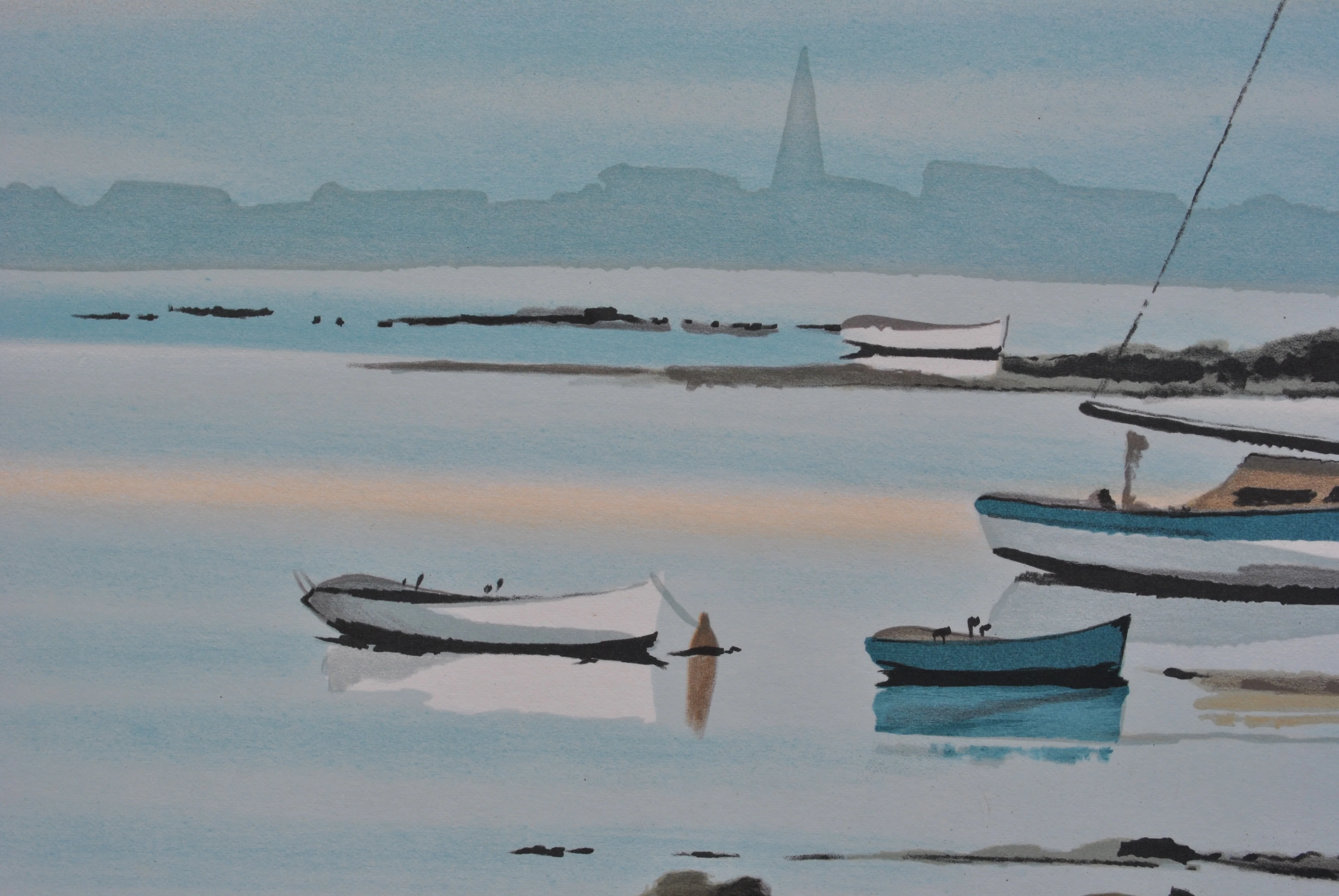 Stéphane LAURO : Petit port à Noirmoutier, Lithographie originale signée - Image 6