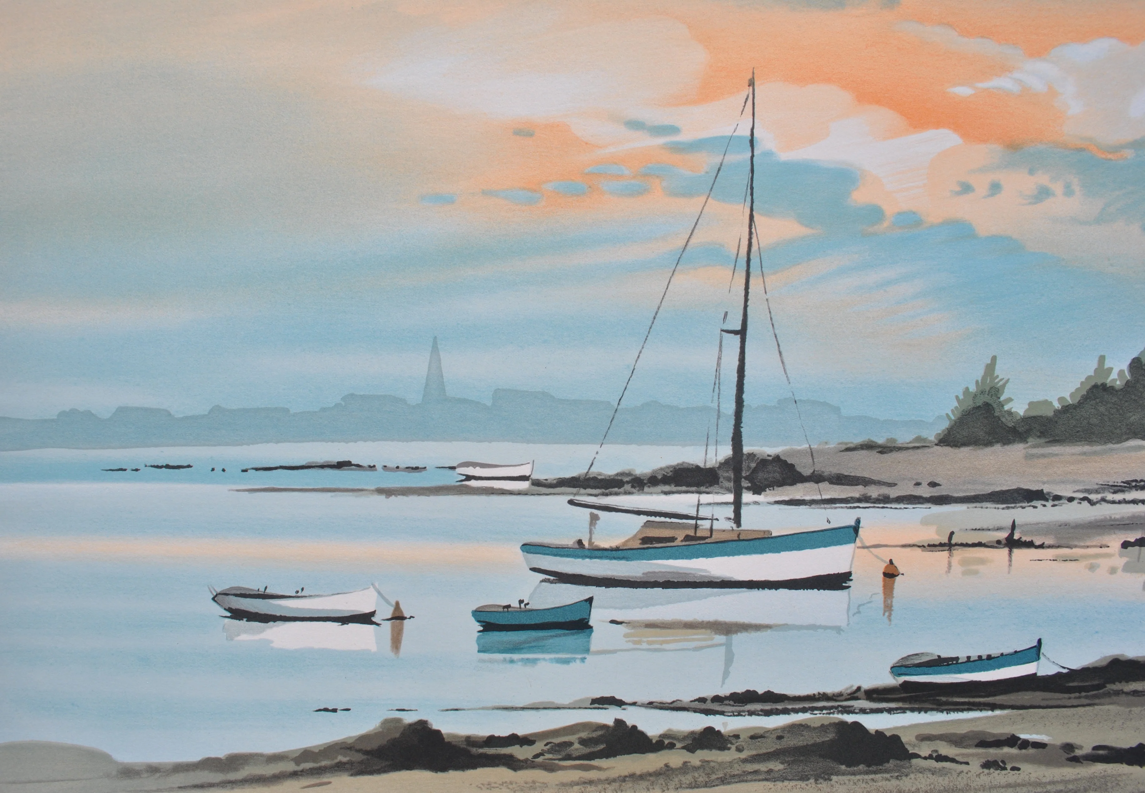 Stéphane LAURO : Petit port à Noirmoutier, Lithographie originale signée - Image 9