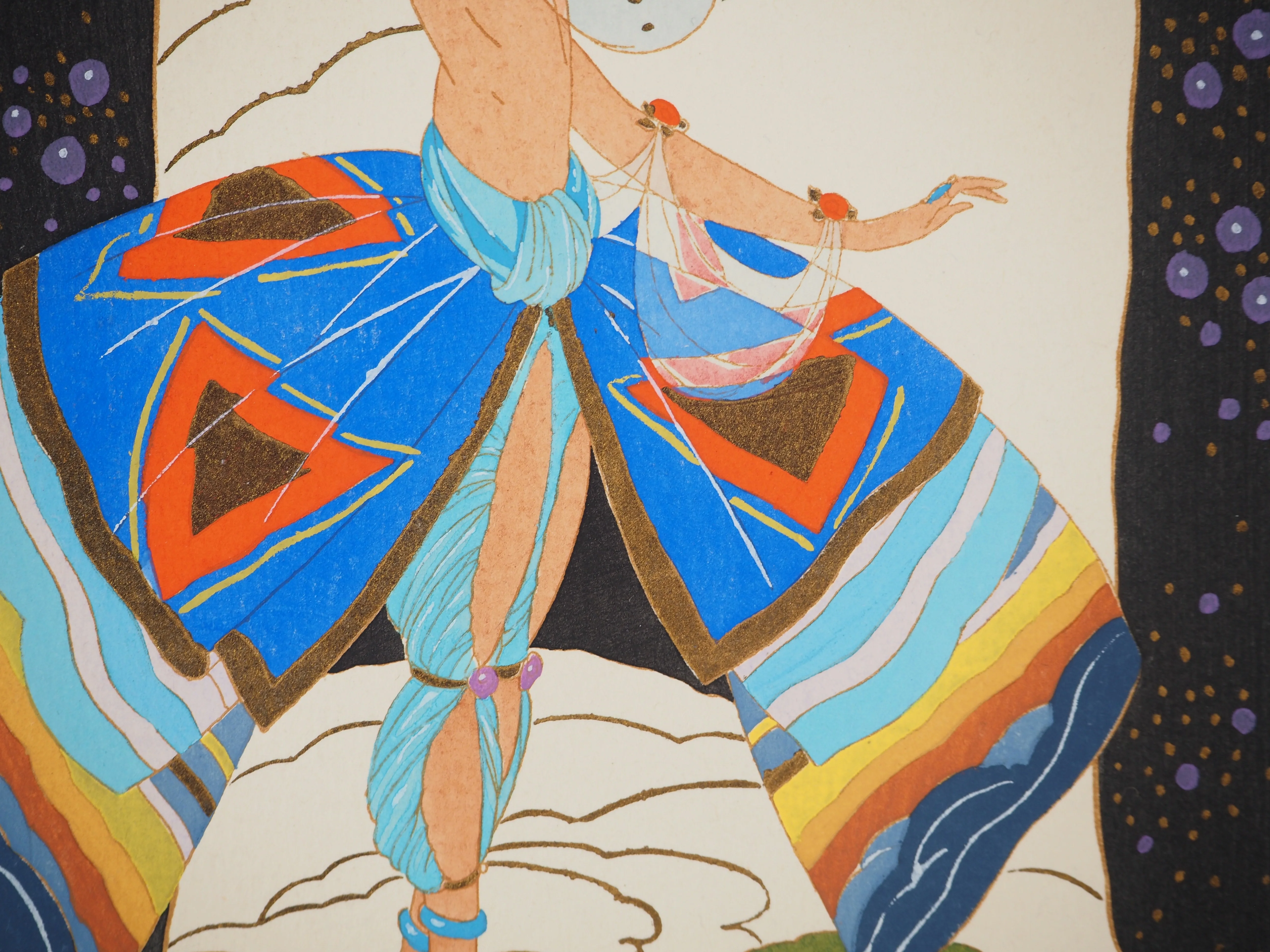 Umberto BRUNELLESCHI : La danseuse orientale, Lithographie originale et pochoir signée - Image 5
