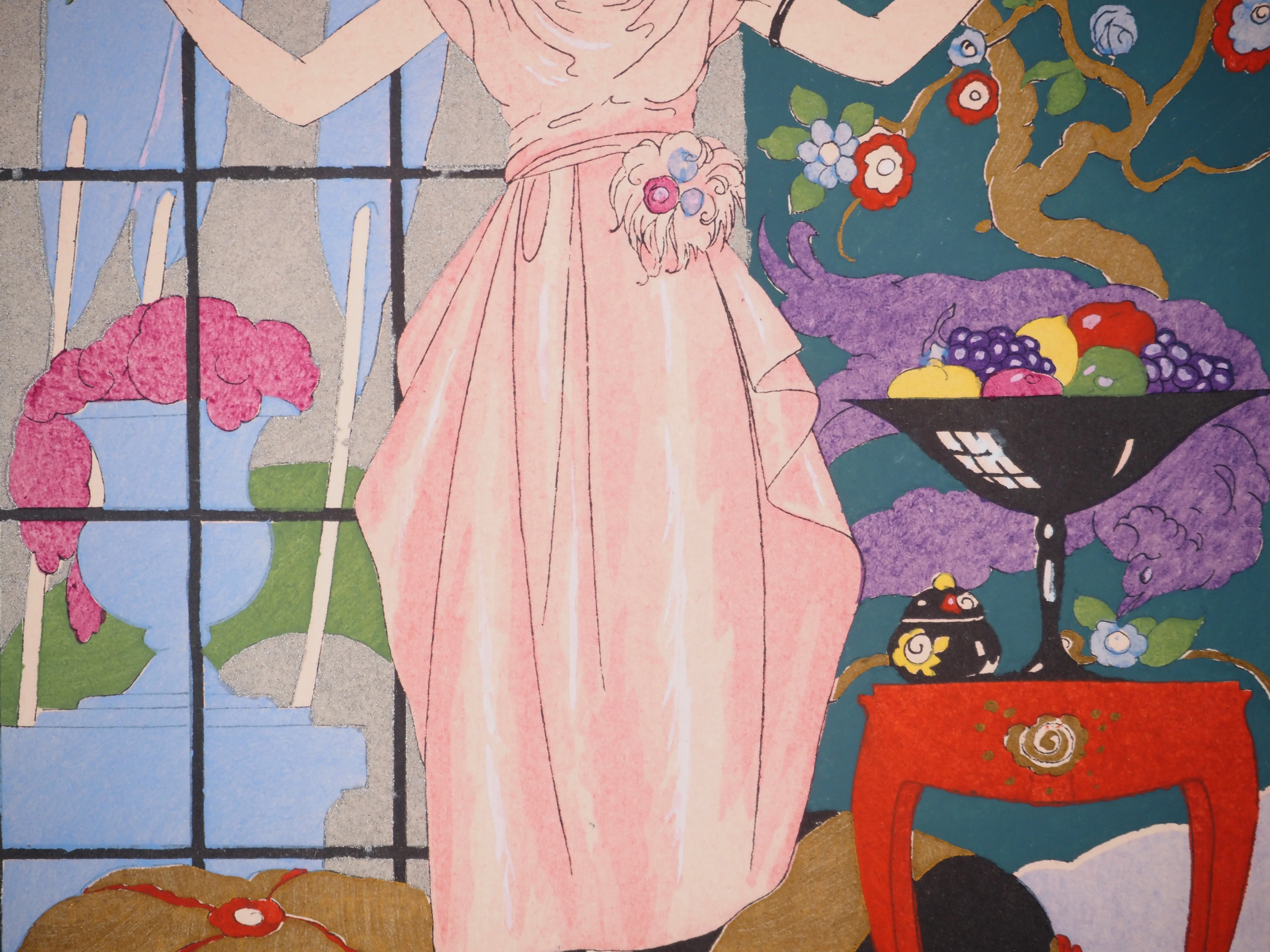 Umberto BRUNELLESCHI : Robe de jour, Lithographie originale et pochoir signée - Image 4
