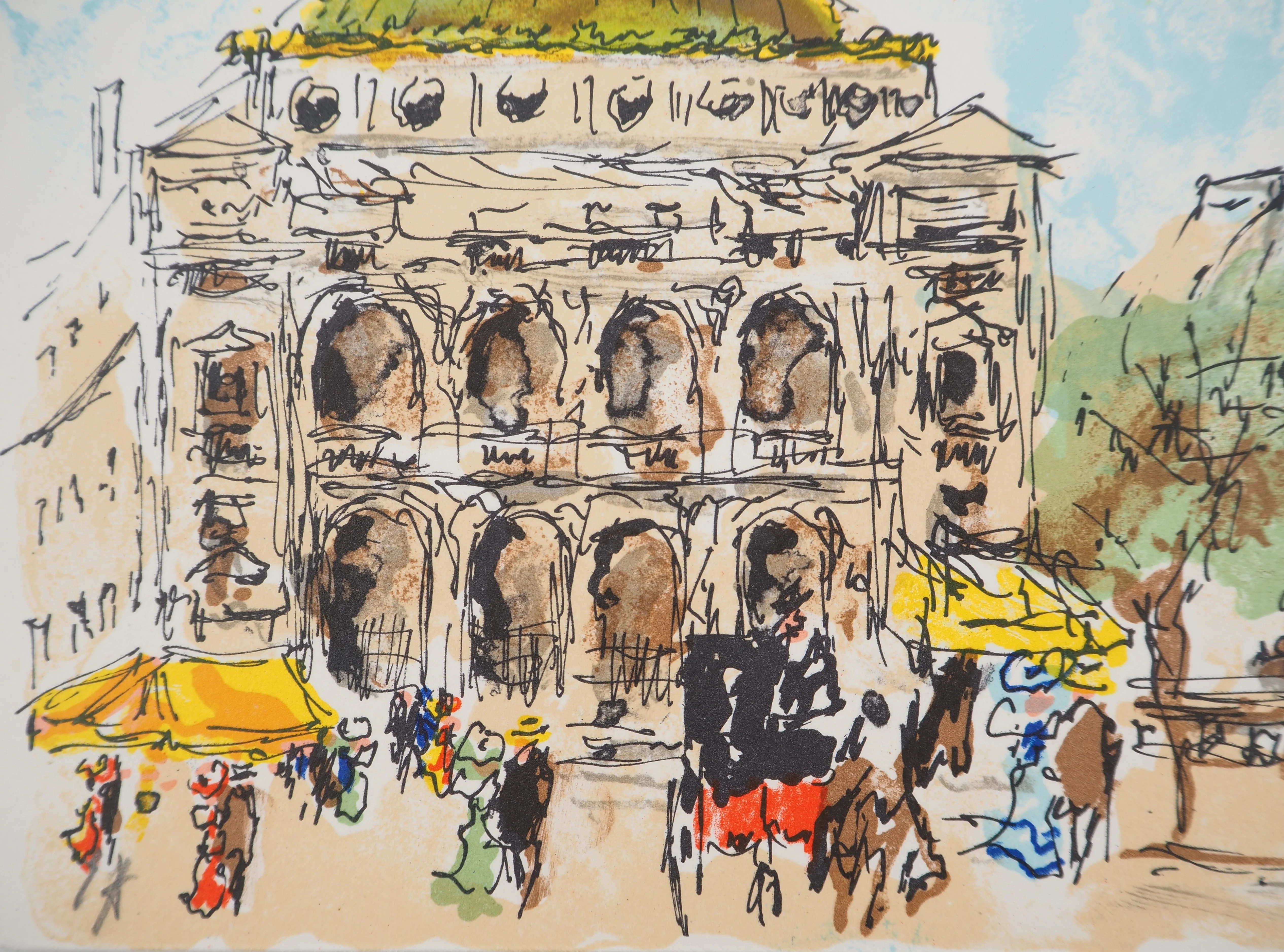 Urbain HUCHET : Paris, Place de l'Opéra, Lithographie originale signée - Image 4