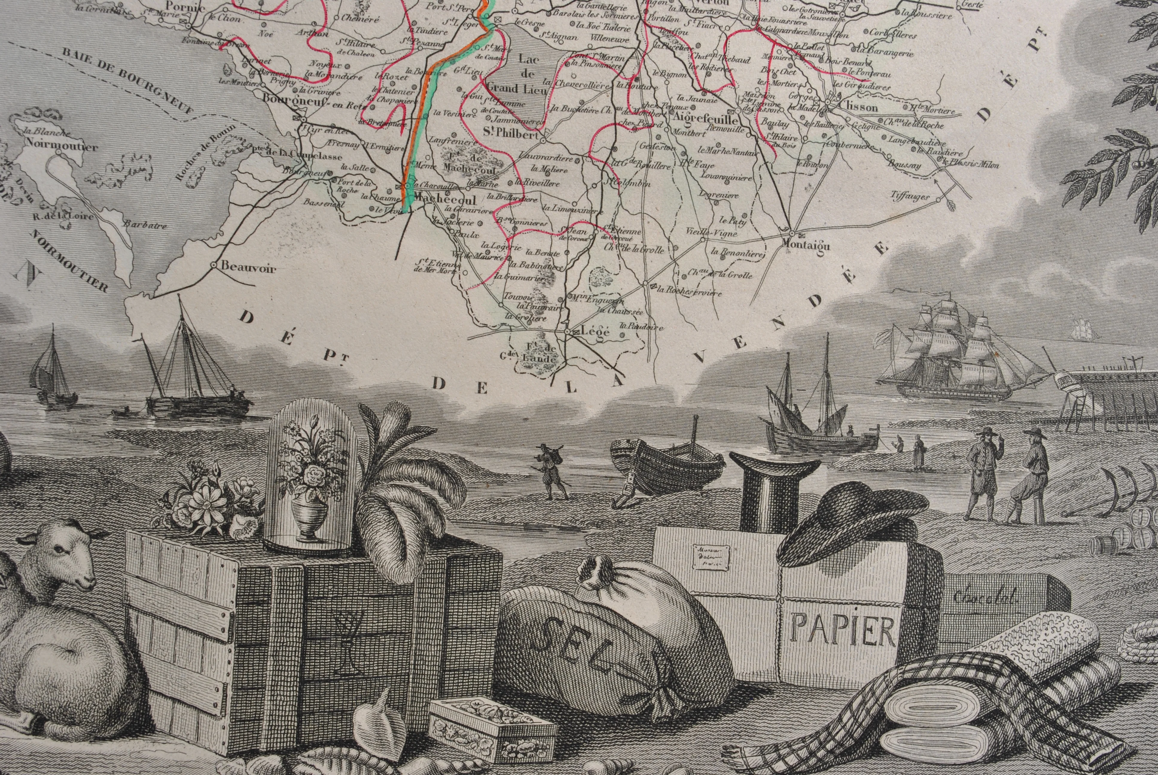 Victor LEVASSEUR : Carte ancienne de la Haute Loire et ses arrondissements, Gravure originale - Image 10