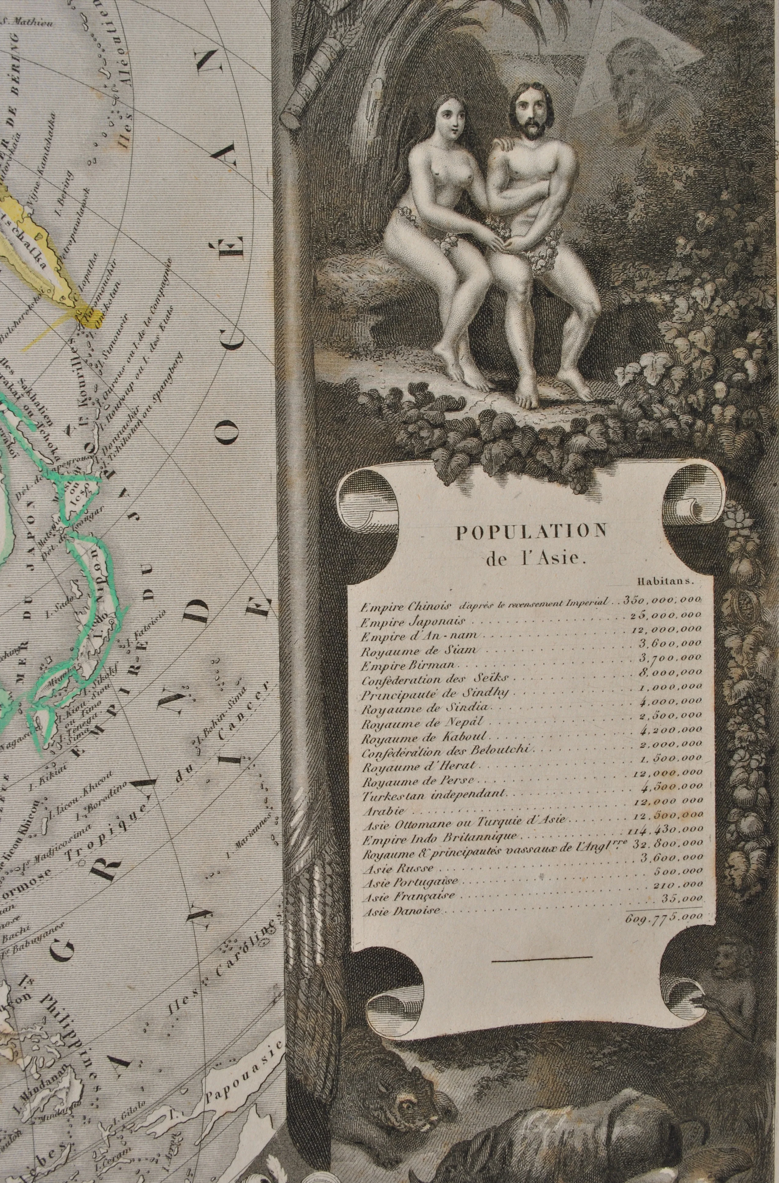 Victor LEVASSEUR : Carte ancienne de l'Asie et Limites, Gravure originale - Image 13