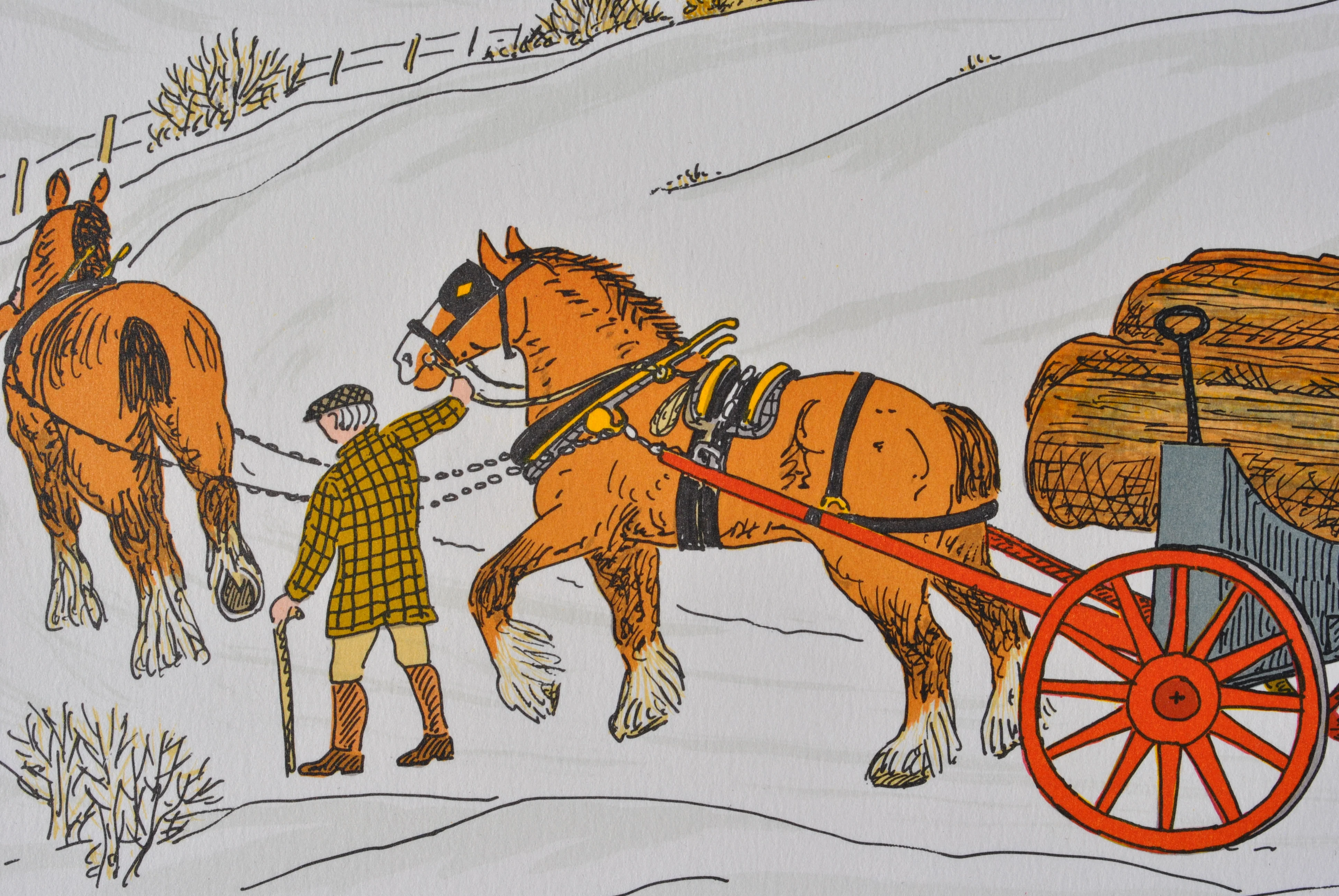 Vincent HADDELSEY : Attelage en hiver, Lithographie originale signée - Image 6