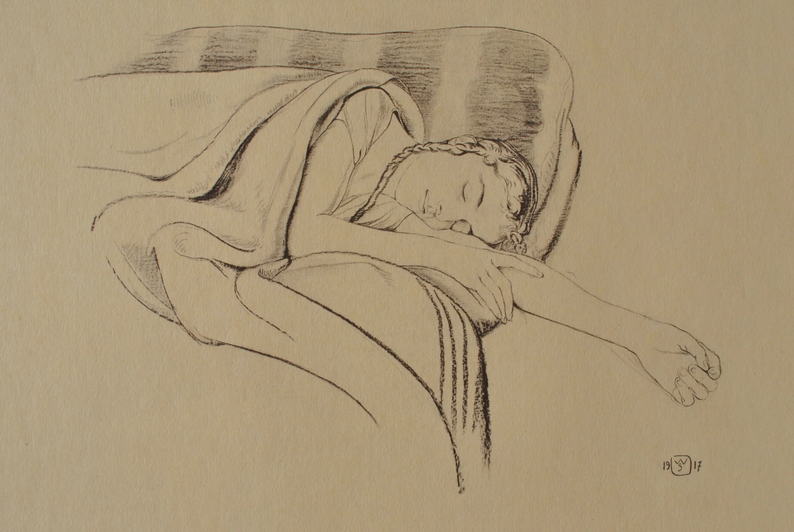 Walter SAUER : Jeune femme dormant, Gravure signée - Image 2