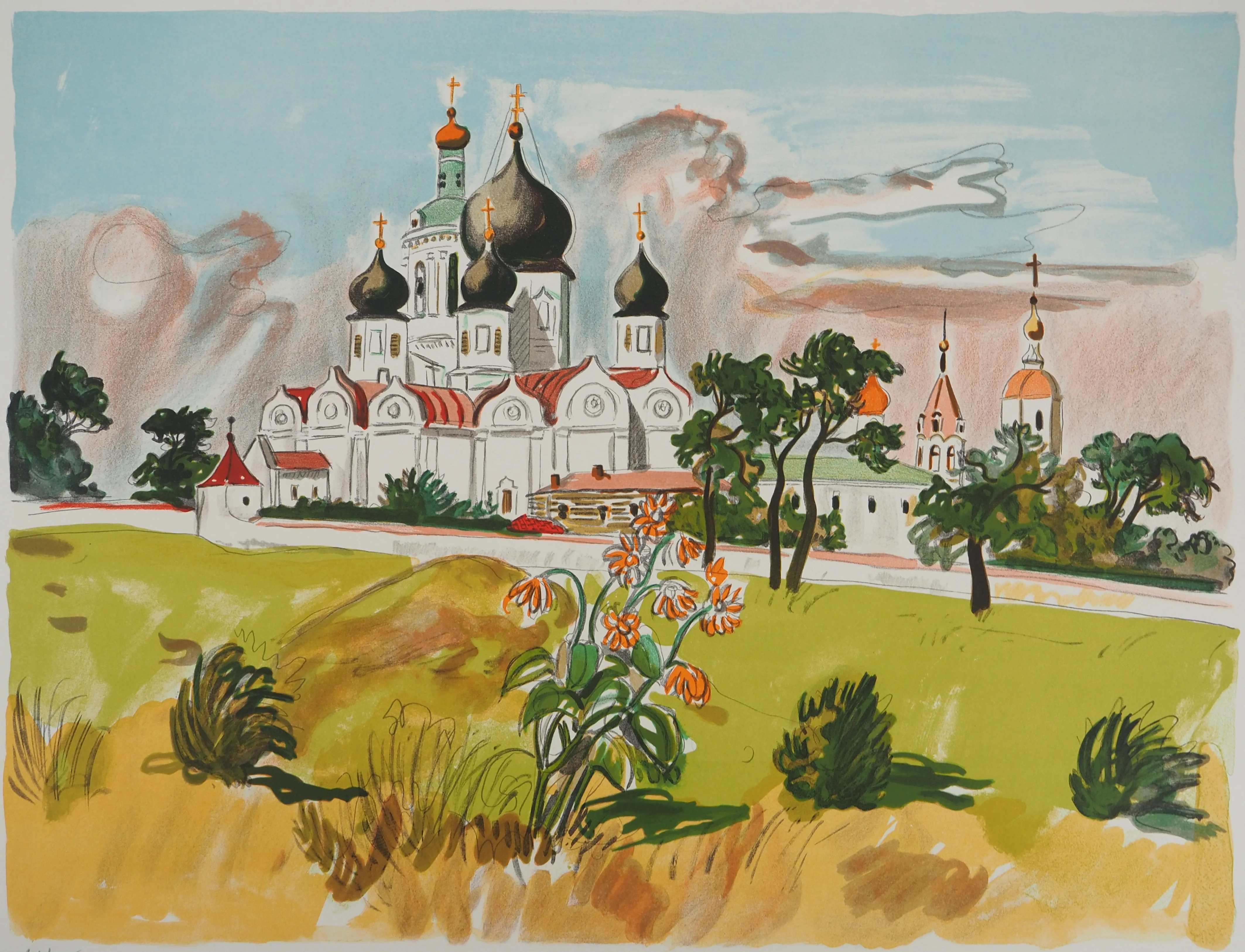 Yves BRAYER : Eglise orthodoxe en Russie, Lithographie originale signée - Image 3