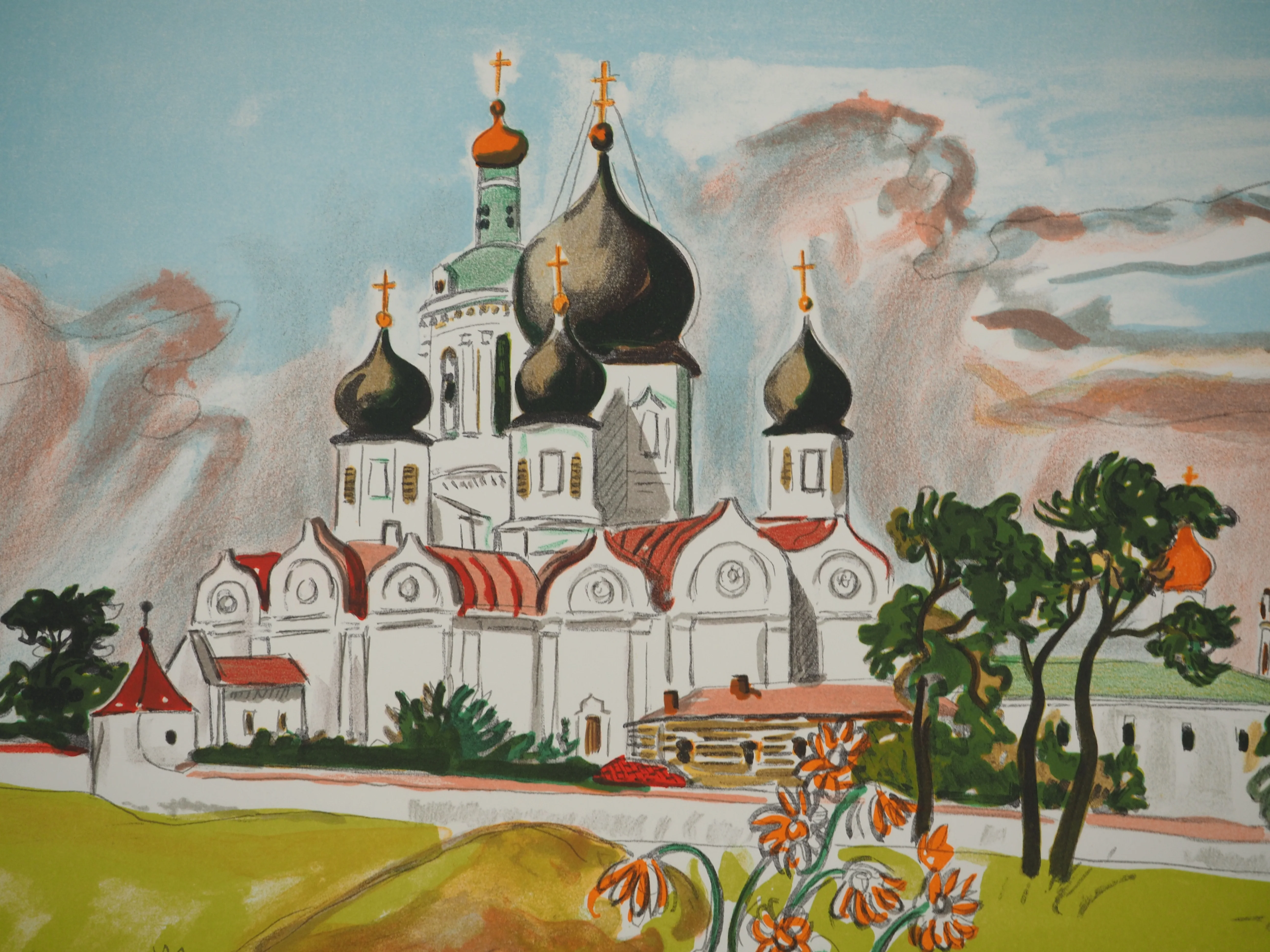 Yves BRAYER : Eglise orthodoxe en Russie, Lithographie originale signée - Image 4