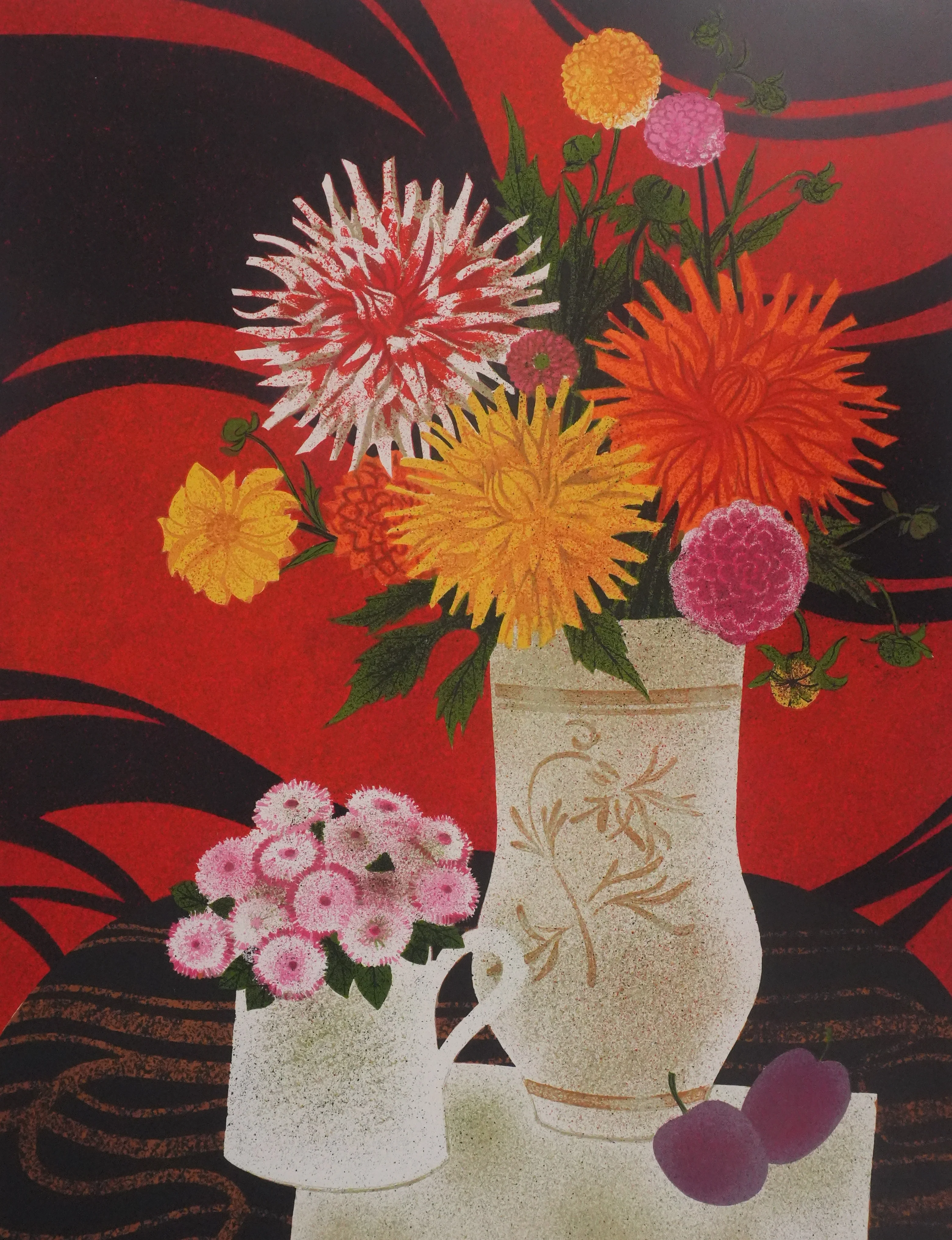 Yves GANNE : Le bouquet de dahlias, Lithographie originale signée - Image 3