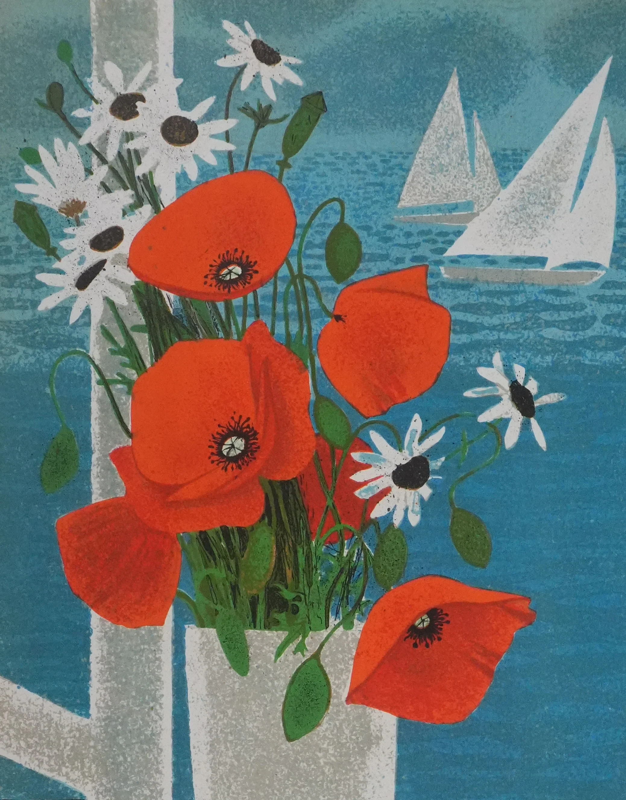 Yves GANNE : Les coquelicots devant la mer, Lithographie originale signée - Image 5