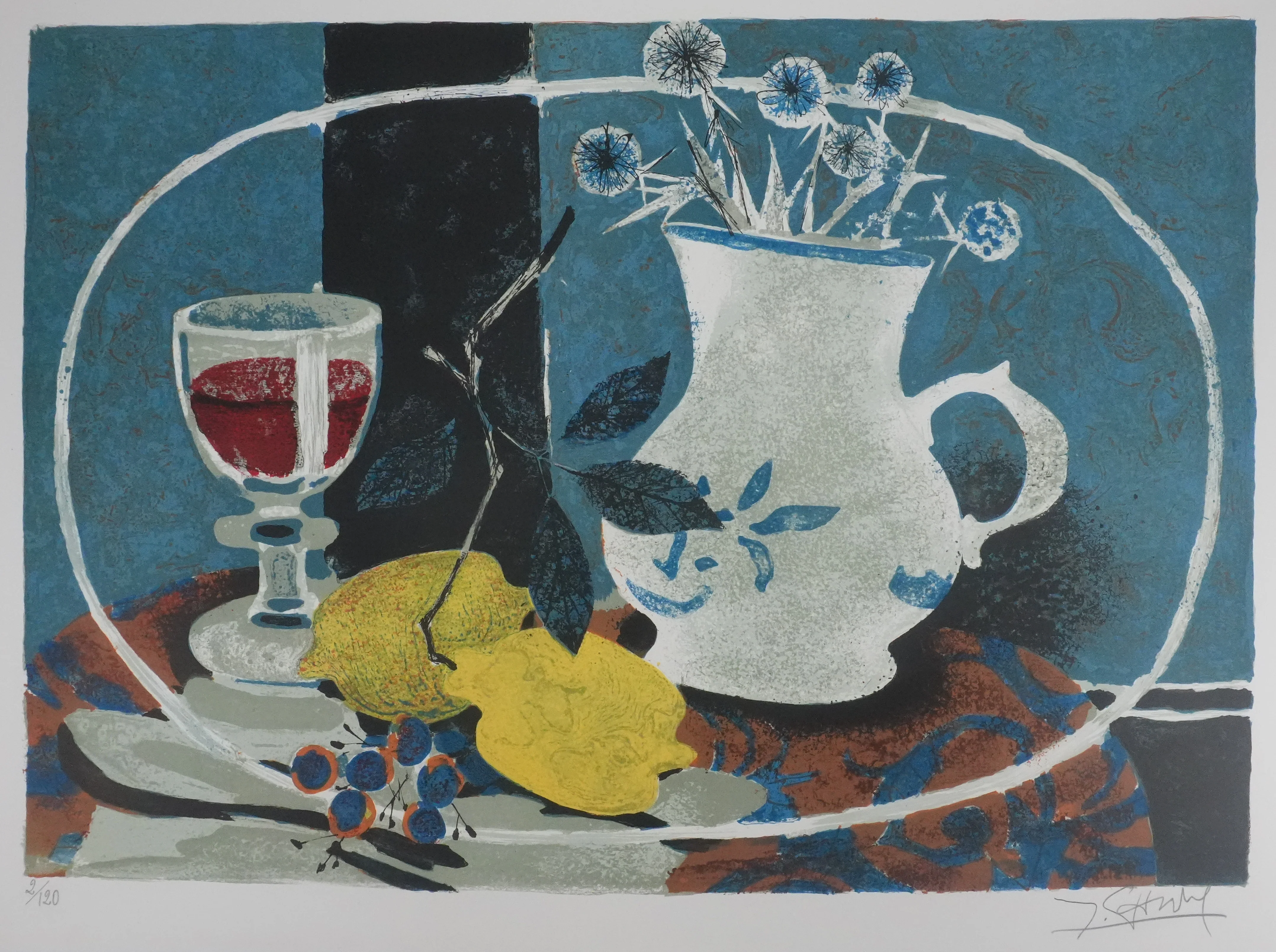 Yves GANNE : Nature morte aux citrons, Lithographie originale signée - Image 3