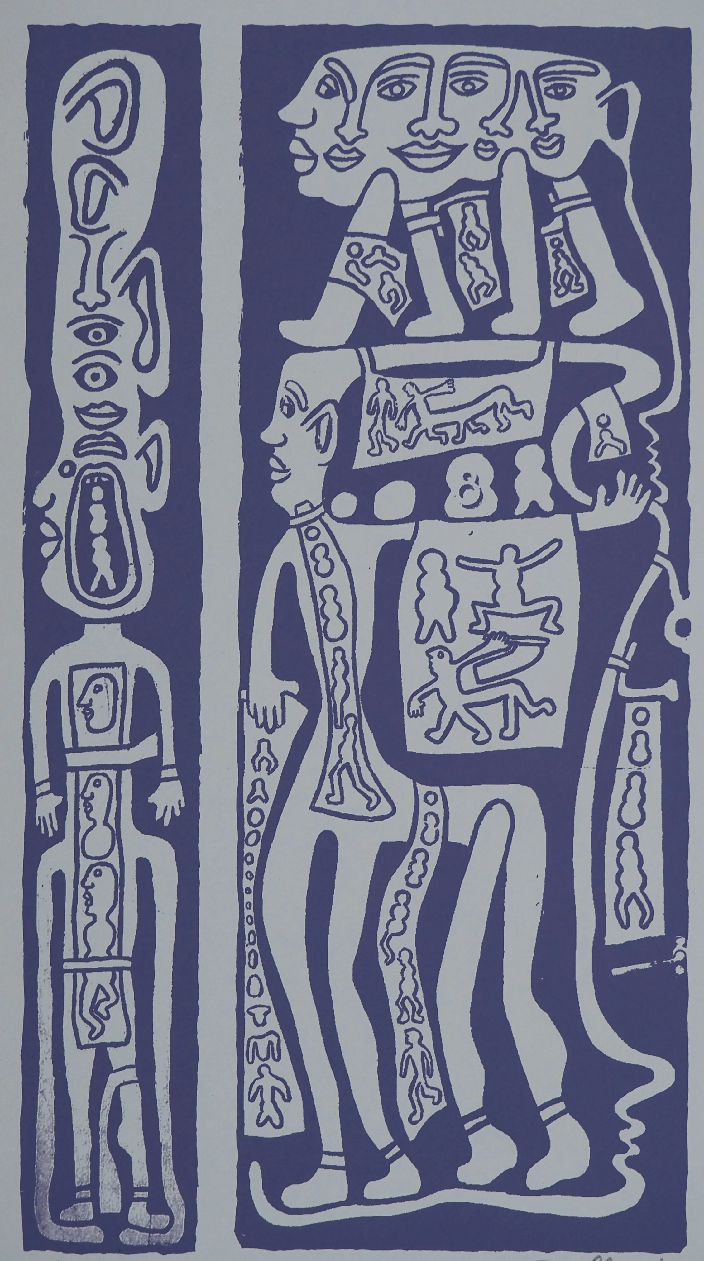 Yvon TAILLANDIER : Catitipède en cascade en violet, Sérigraphie originale signée - Image 3